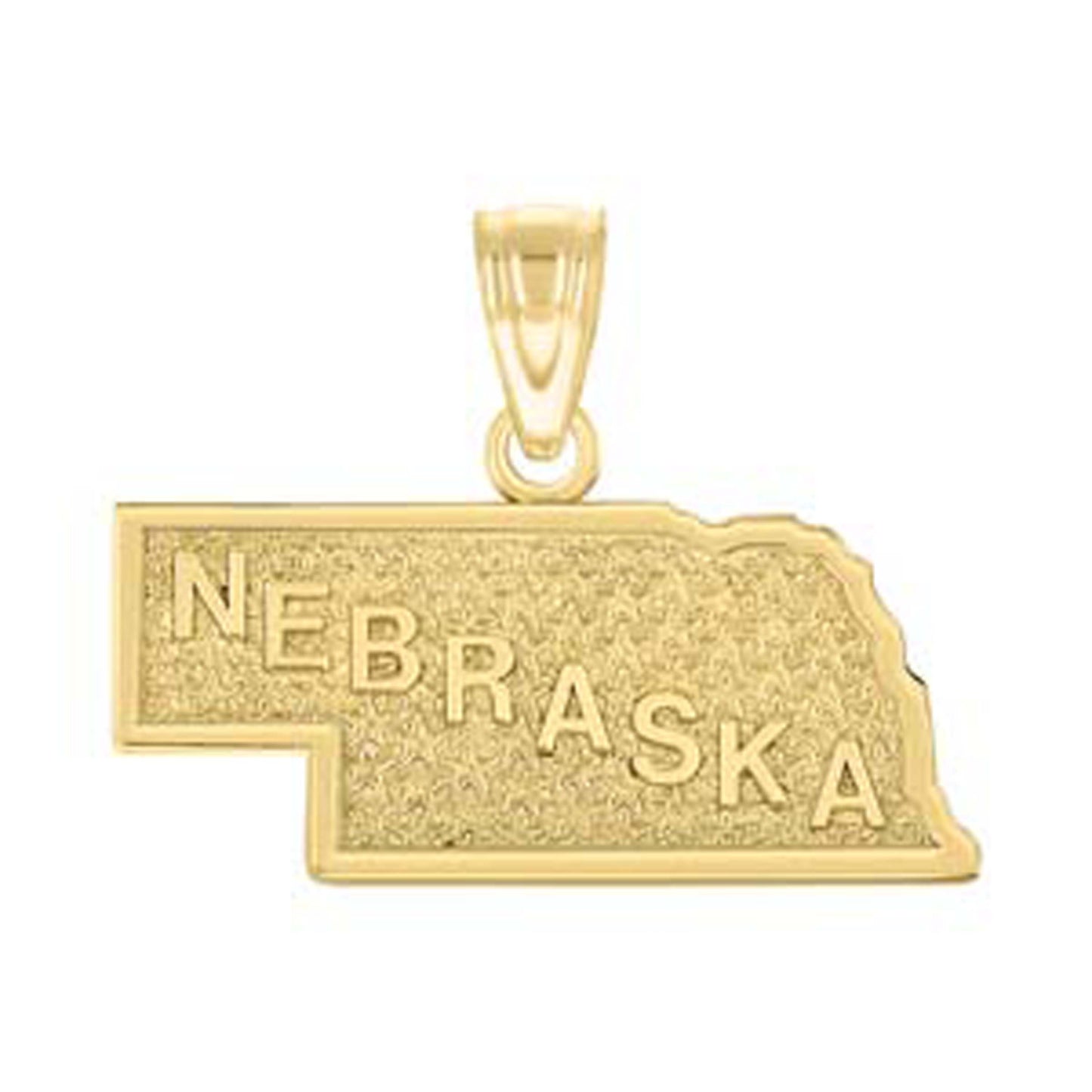 10k Yellow Gold Textured Unisex Nebraska State Charm Pendant
