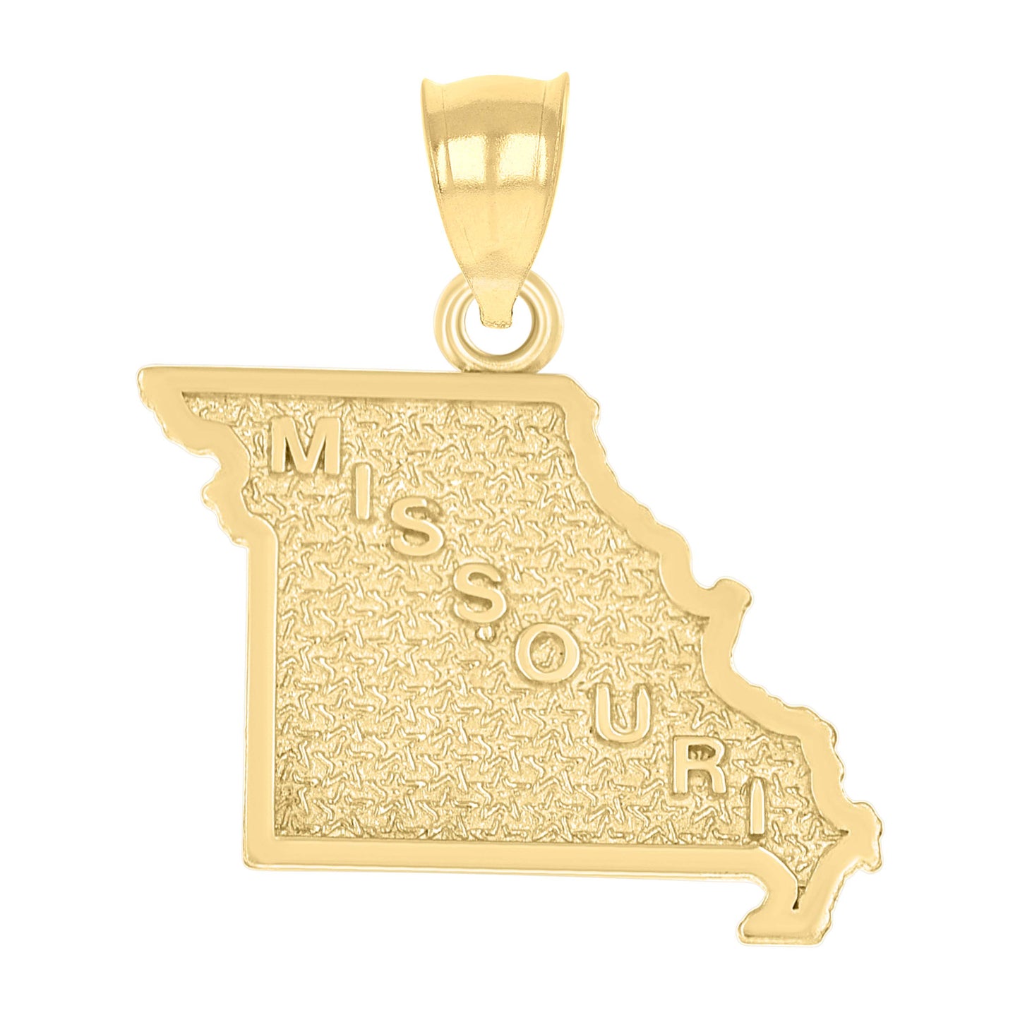 10k Yellow Gold Textured Unisex Missouri State Charm Pendant