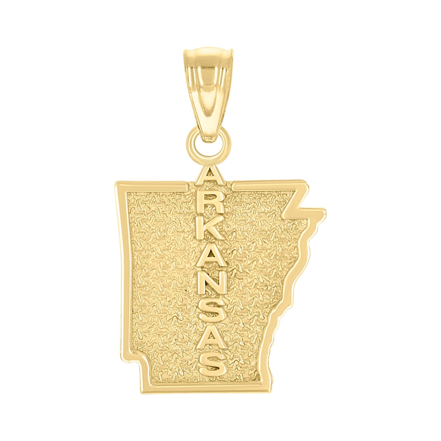 10k Yellow Gold Textured Unisex Arkansas State Charm Pendant