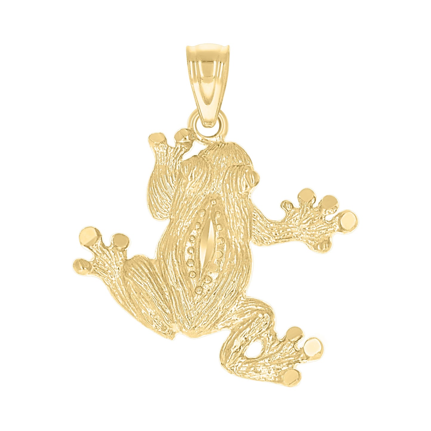 10k Yellow Gold Diamond Cut Textured Unisex Toad Frog Animal Charm Pendant
