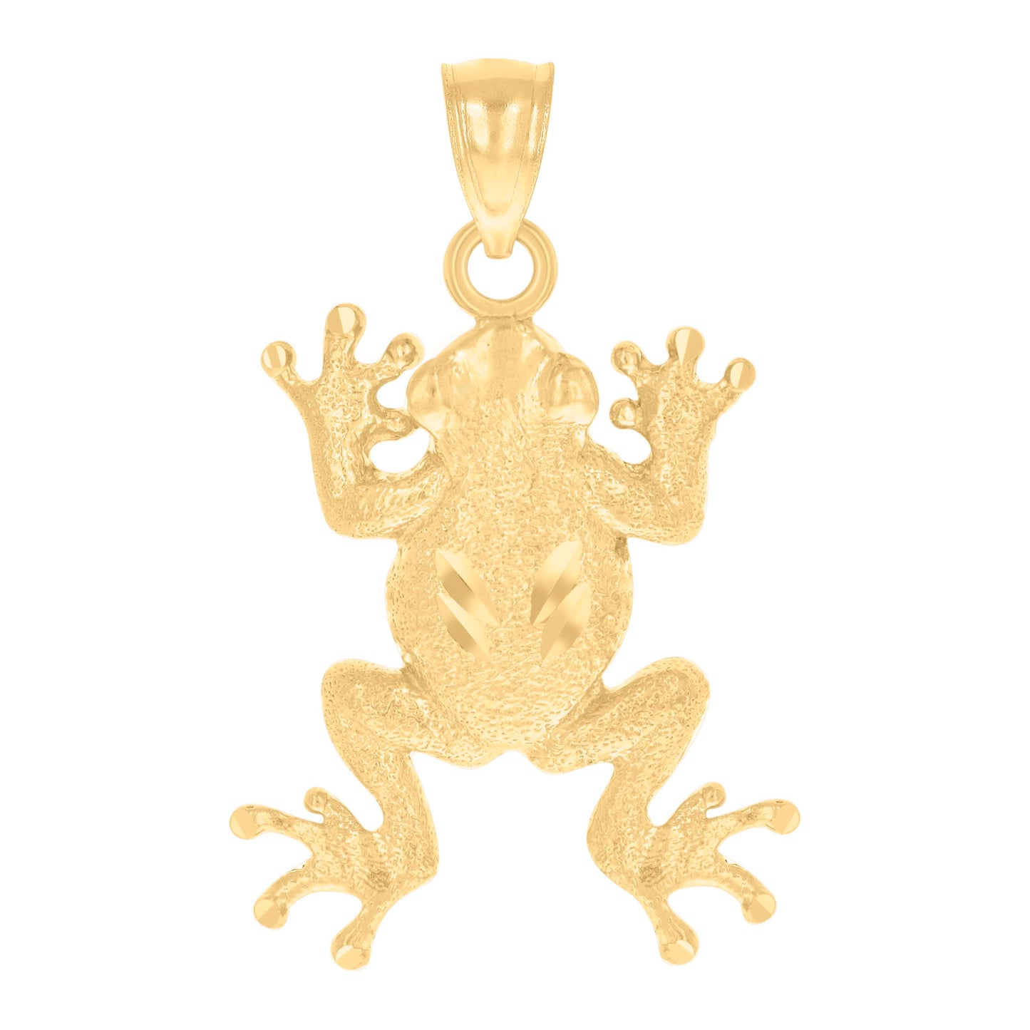 10k Yellow Gold Diamond Cut Textured Unisex Toad Frog Animal Charm Pendant