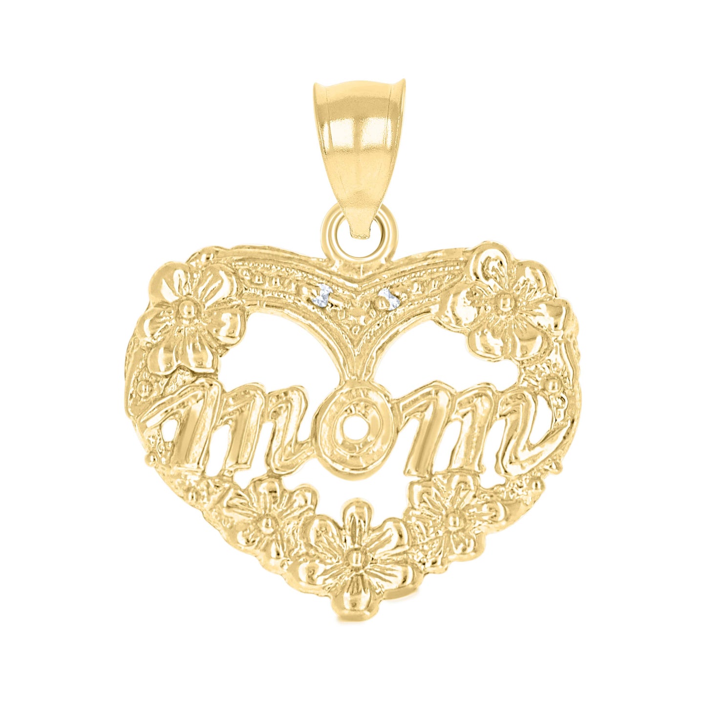 10k Gold Two Tone Womens Mom Heart Charm Pendant