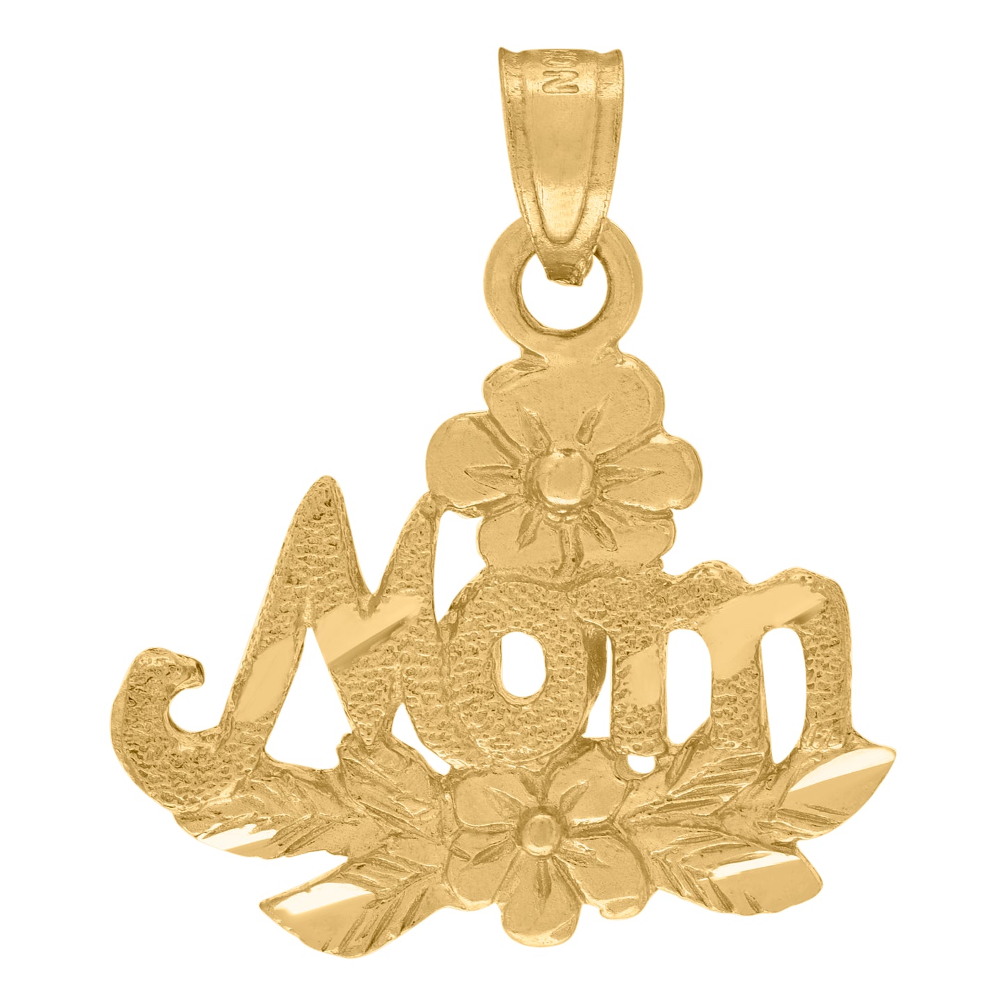 10k Two Tone Gold Womens Diamond Cut Flower Mom Charm Pendant