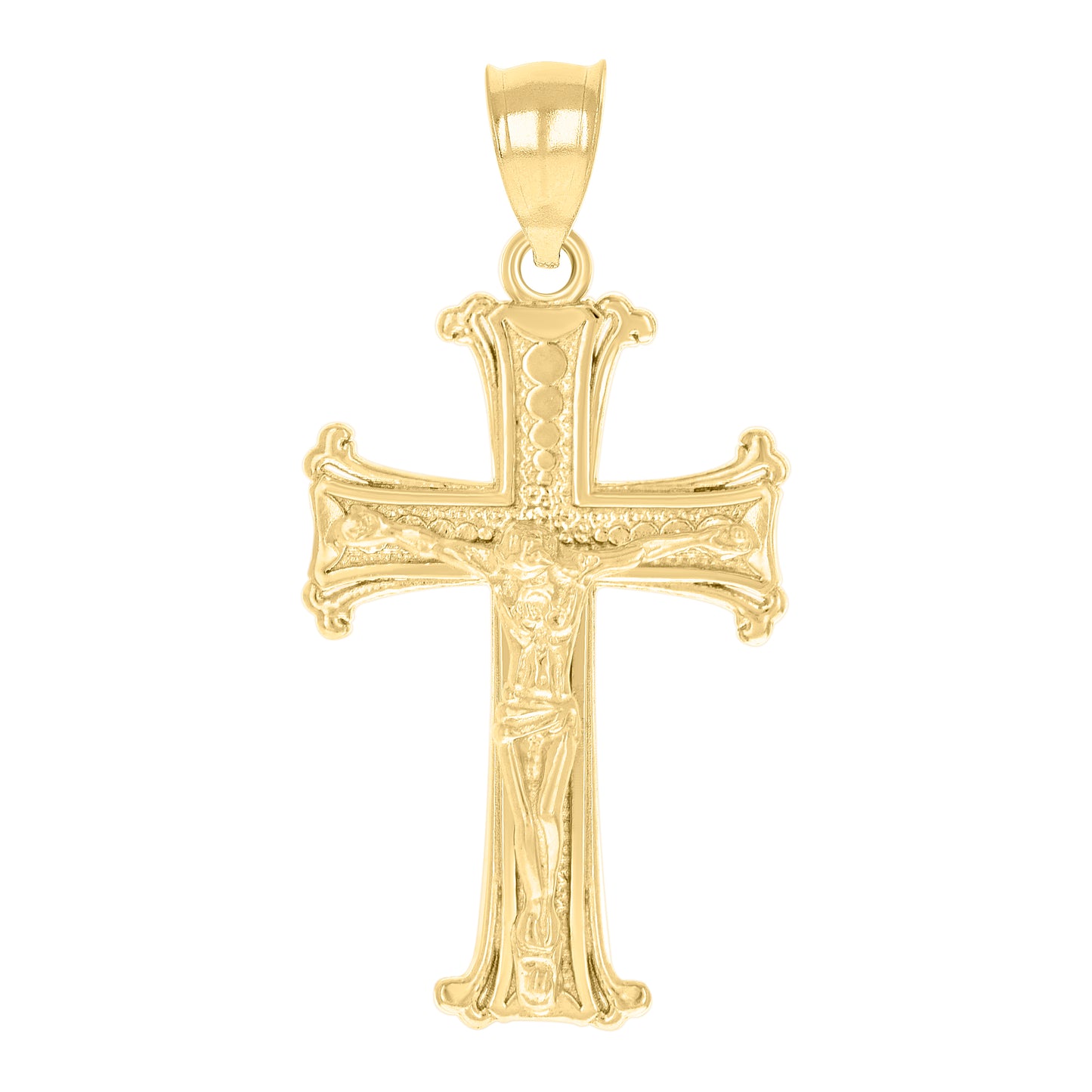 10kt Yellow Gold Textured Unisex Cross Crucifix Religious Charm Pendant
