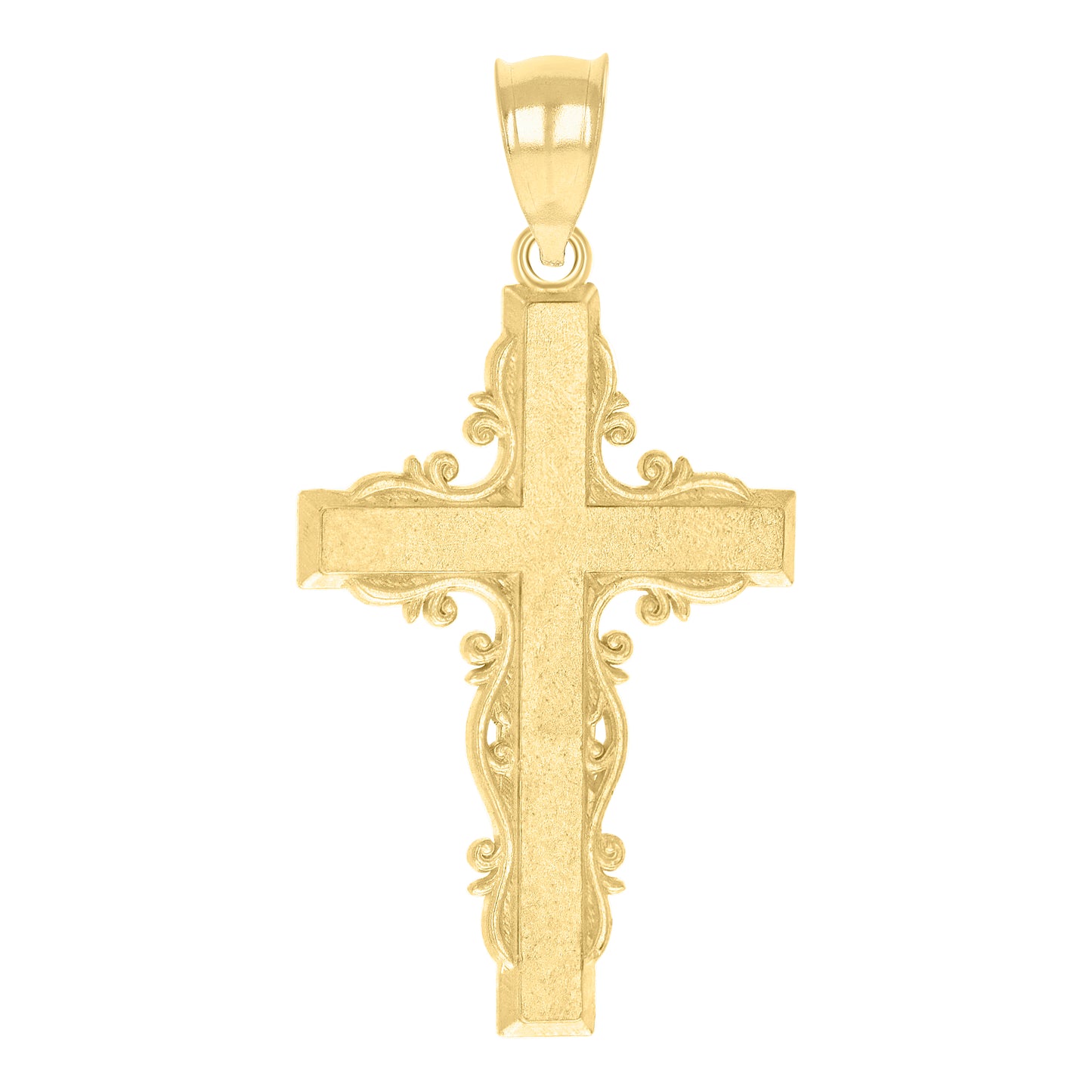 10kt Yellow Gold Diamond-Cut Unisex Cross Religious Charm Pendant