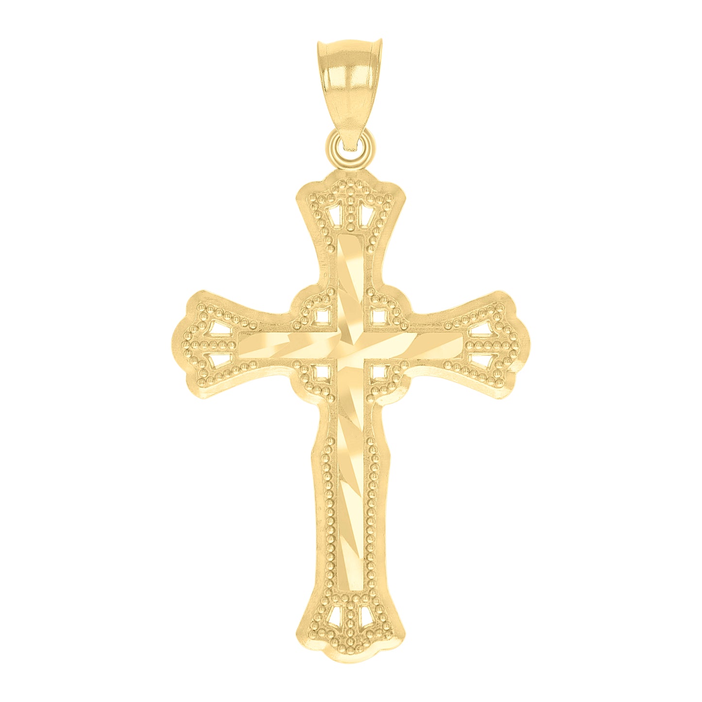 10kt Yellow Gold Diamond-Cut Unisex Cross Religious Charm Pendant