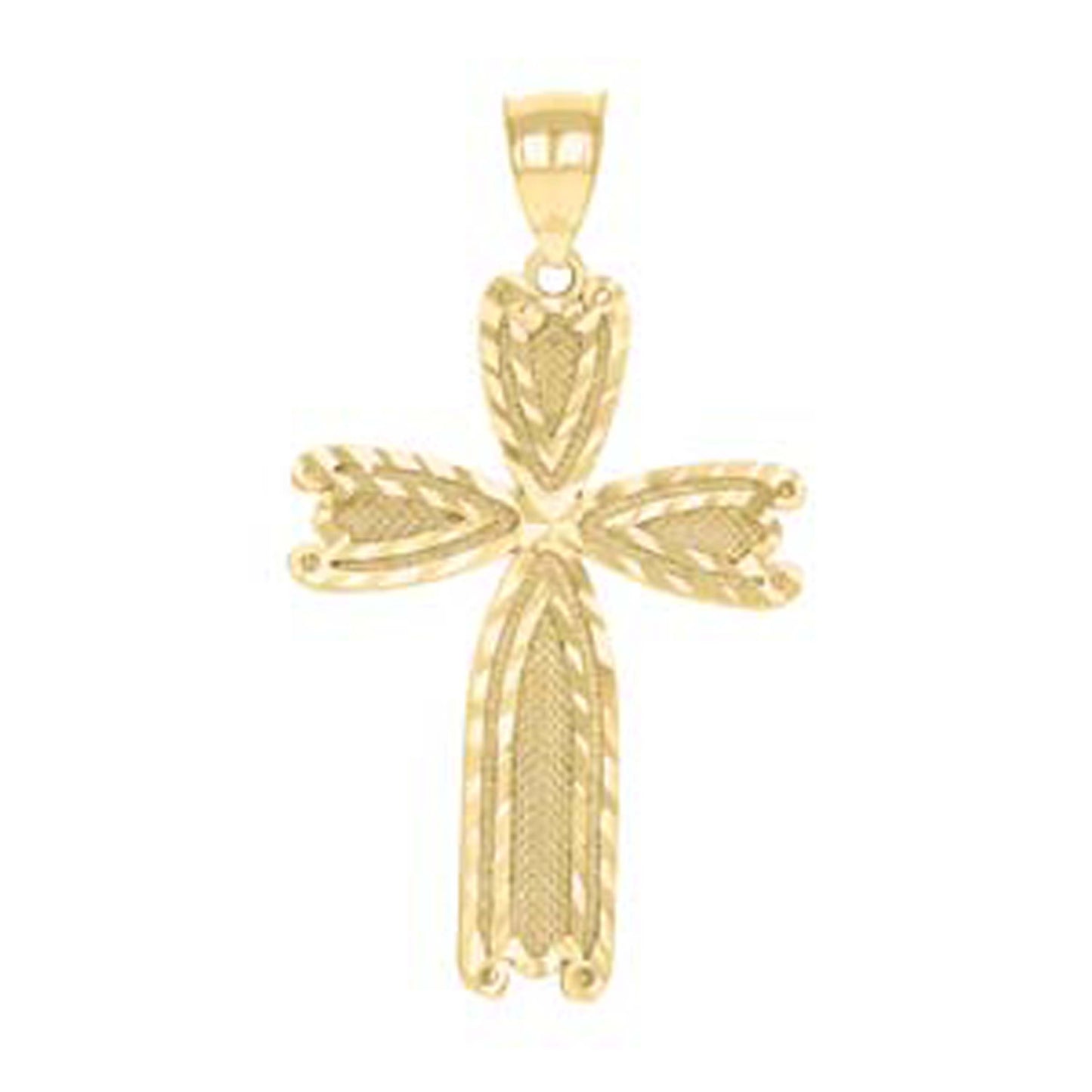 10kt Yellow Gold Diamond-Cut Unisex Cross Religious Charm Pendant