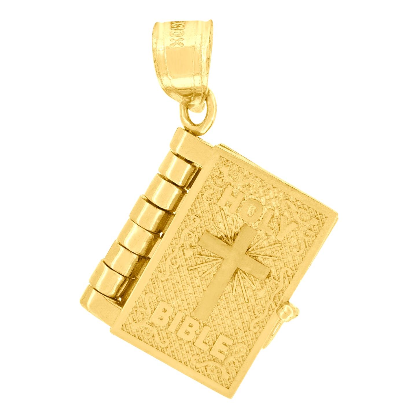 10kt Gold Two-Tone Unisex Holy Bible Book Religious Charm Pendant