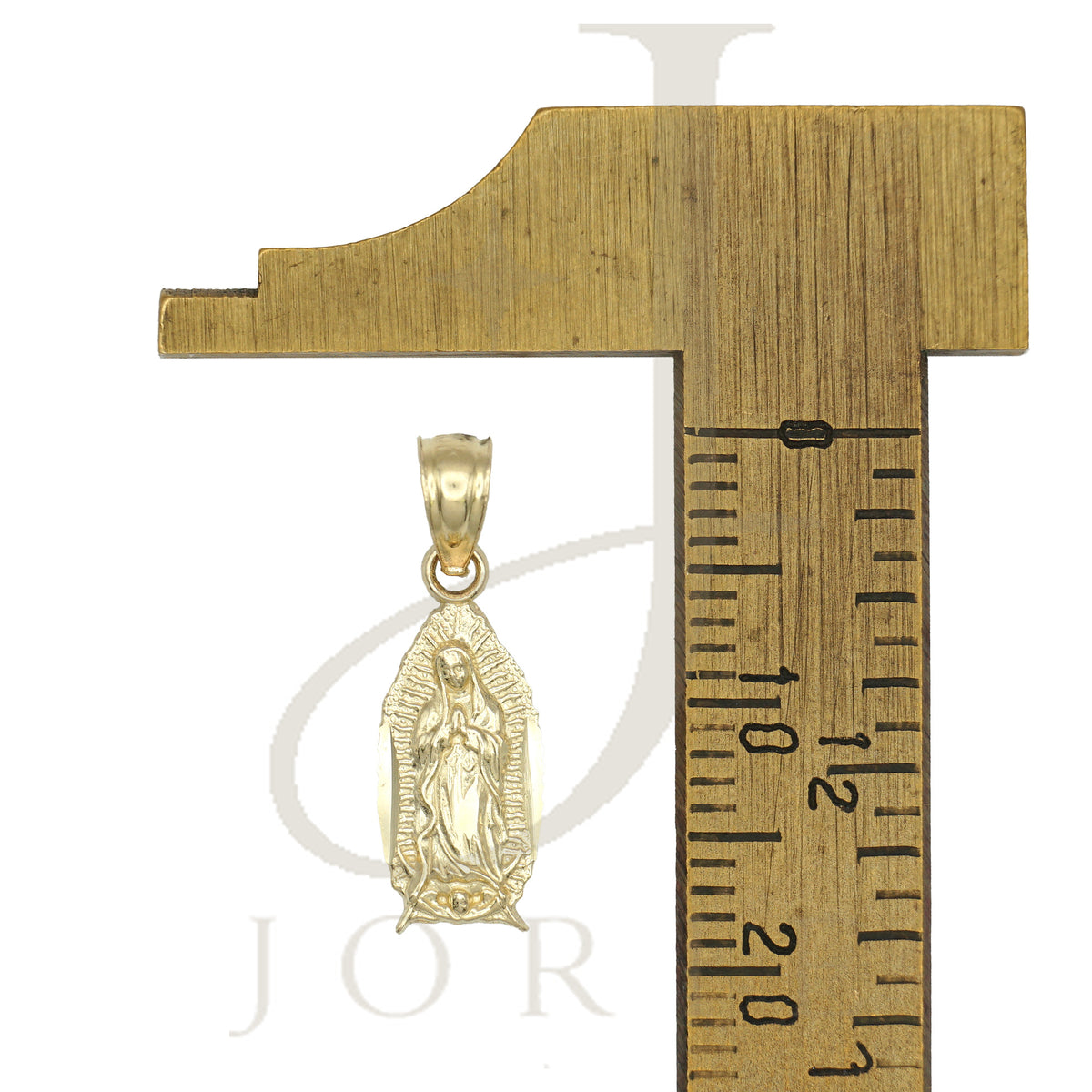 10k Yellow Gold Diamond-Cut Unisex Mary Guadalupe Religious Charm Pendant