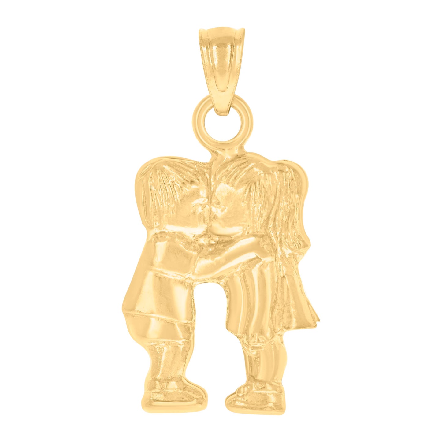 10k Yellow Gold Unisex Boy And Girl Kissing Charm Pendant
