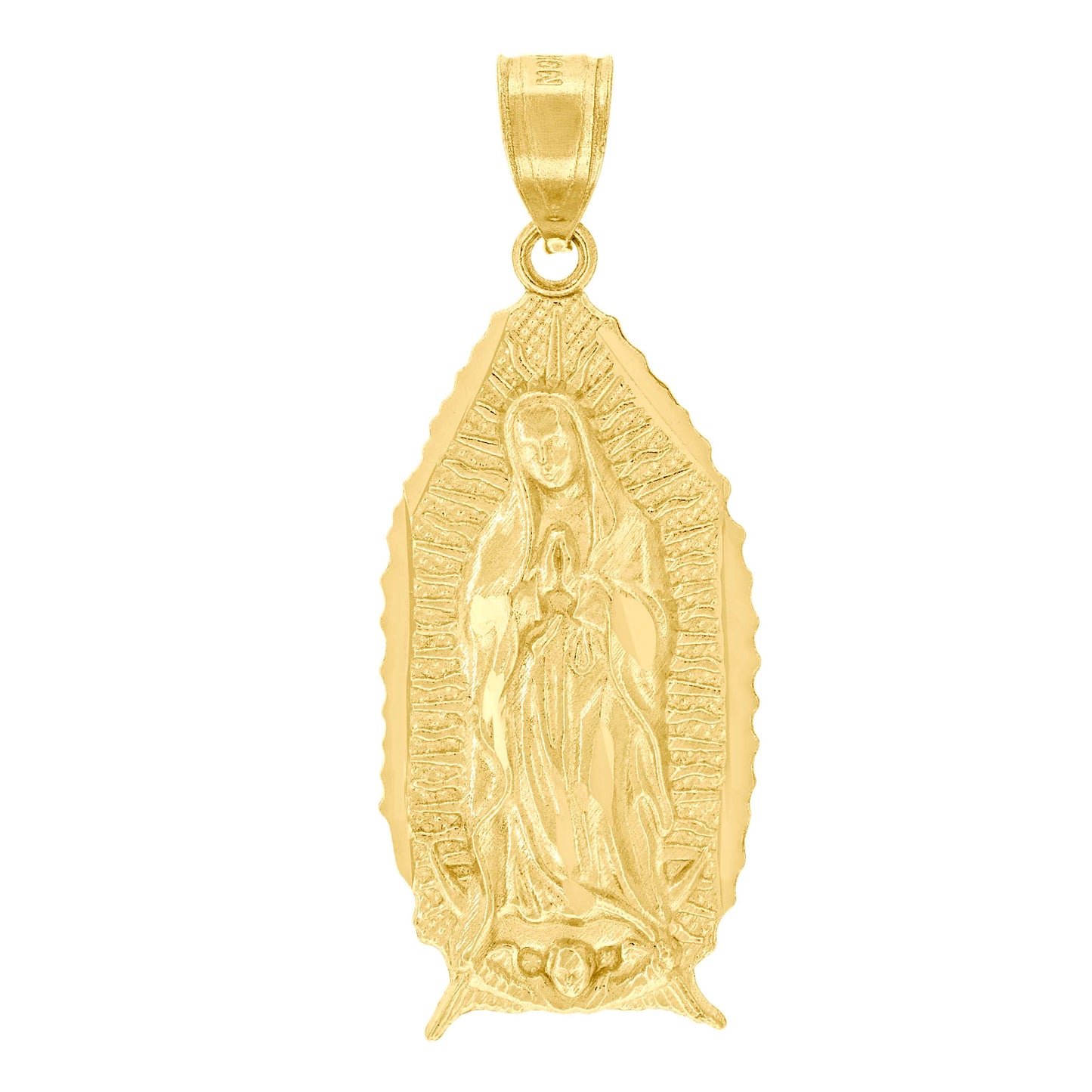 10kt Yellow Gold Unisex Textured Lady Of Guadalupe Religious Charm Pendant