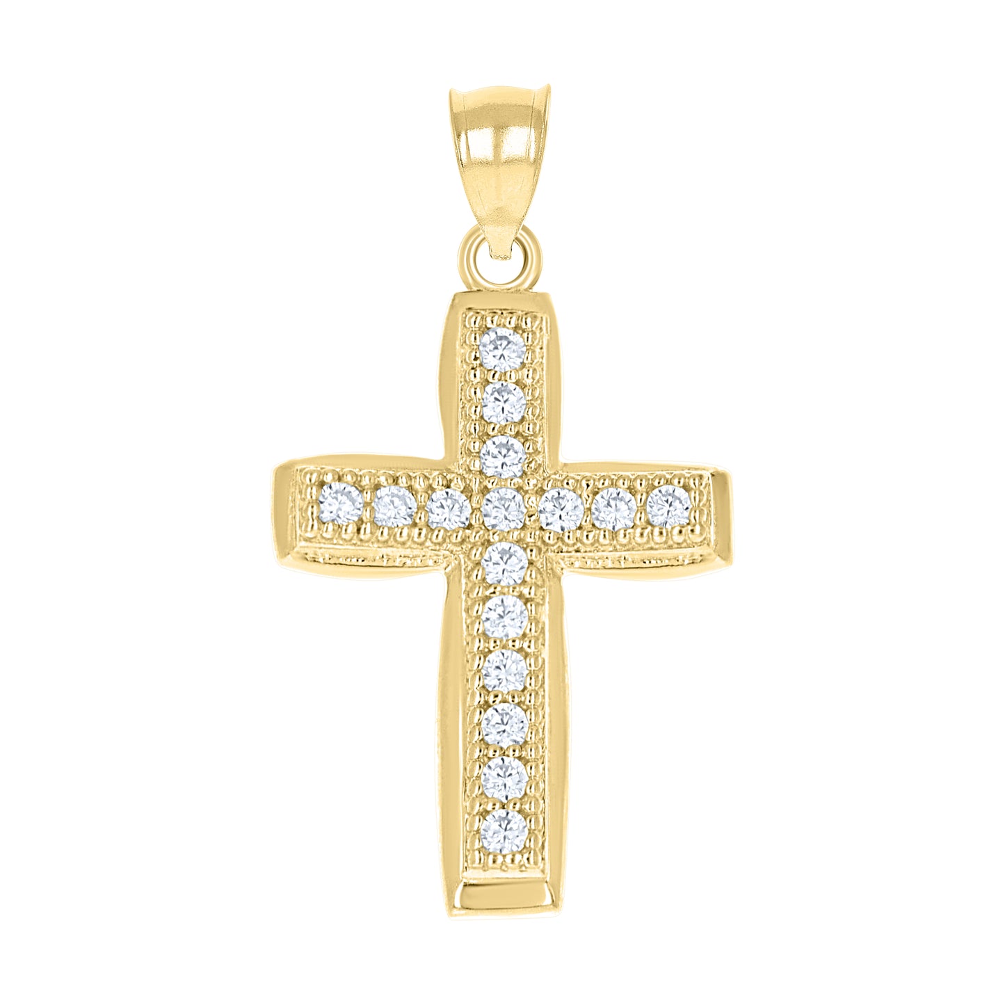 10kt Two-Tone Gold Mens Women Cubic Zirconia Cubic-Zirconia Cross Religious Charm Pendant