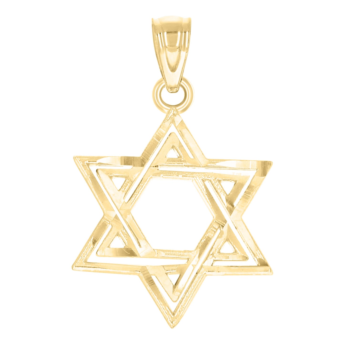 10kt Yellow Gold Mens Women Textured Star Of David Religious Charm Pendant