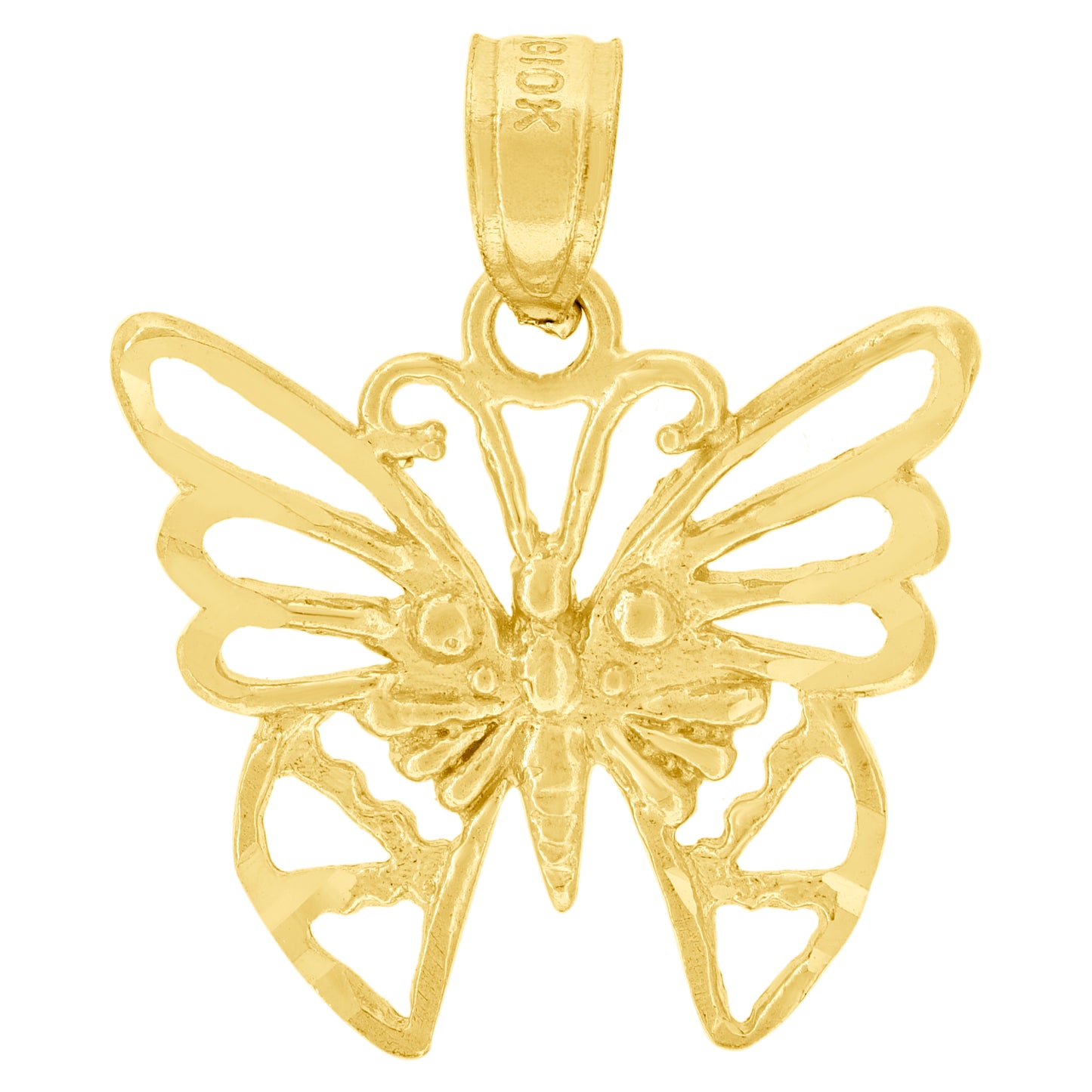 10k Yellow Gold Womens Butterfly Charm Pendant