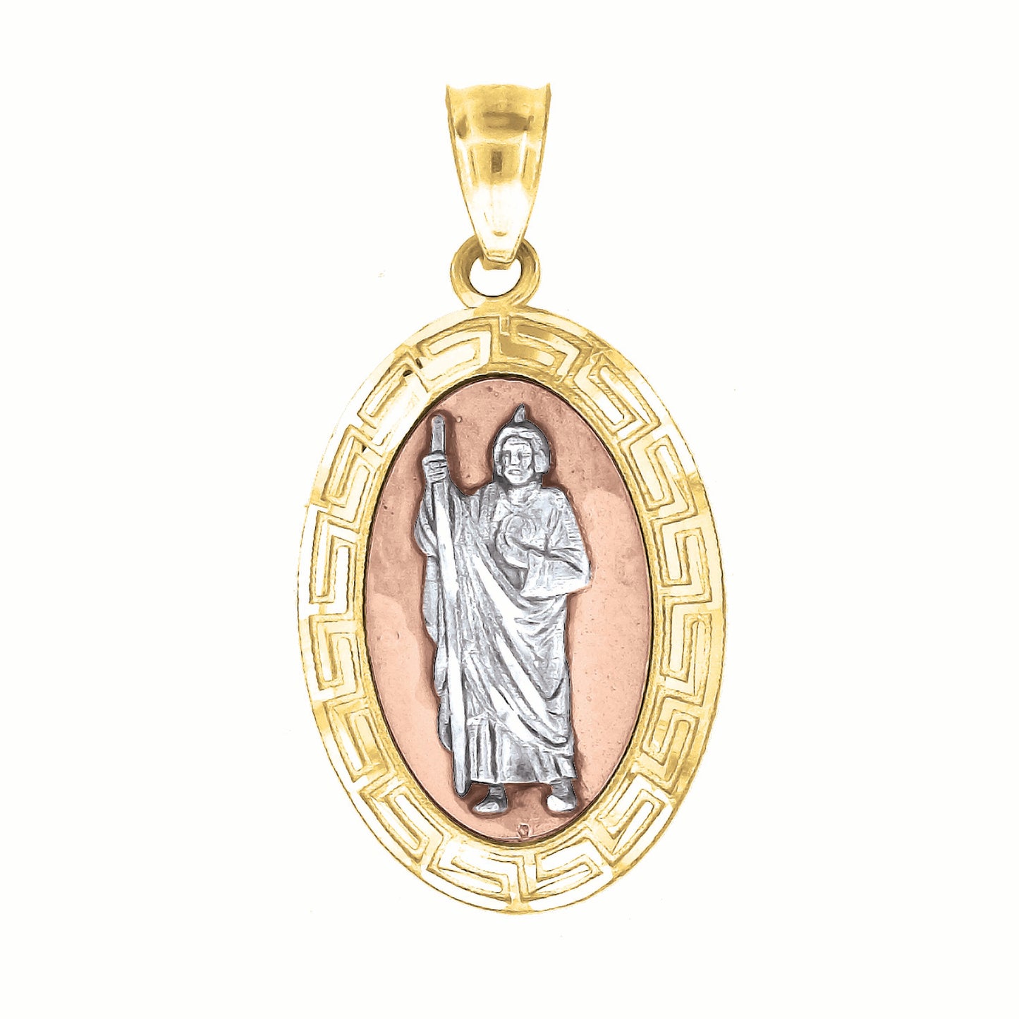 10kt Gold Tri-Color Unisex Saint Jude Religious Charm Pendant