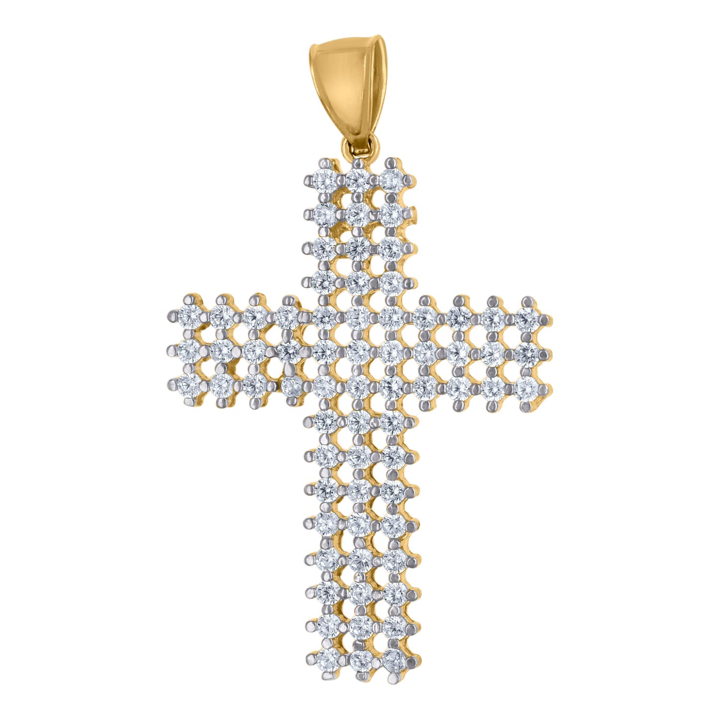 10kt Yellow Gold Mens Cubic-Zirconia Cross Religious Charm Pendant