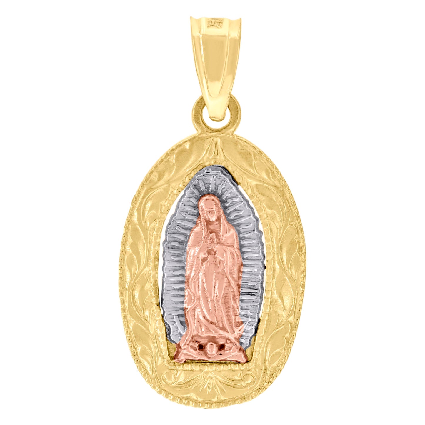 10kt Gold Tri-Color Womens Guadalupe Mary Religious Charm Pendant