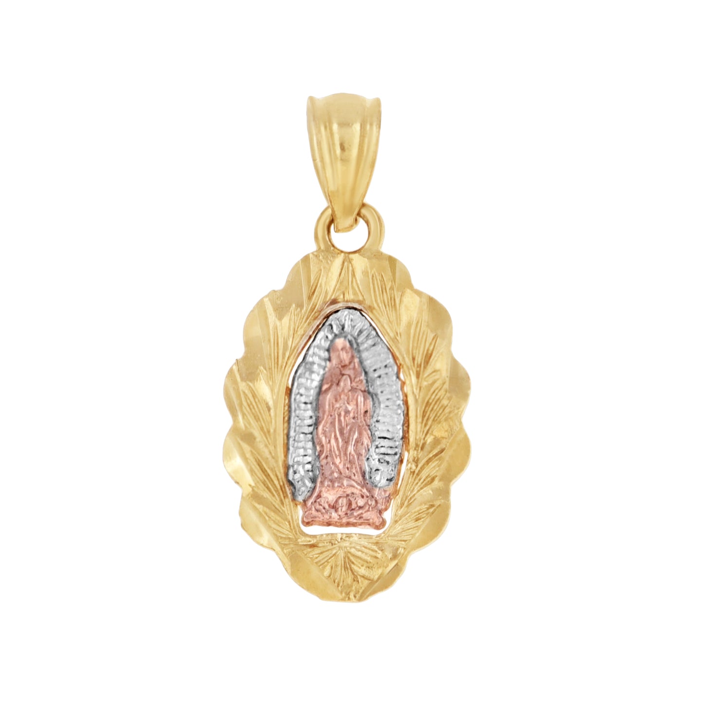 10kt Tri-Color Gold Mens Women Textured Lady Of Guadalupe Religious Charm Pendant