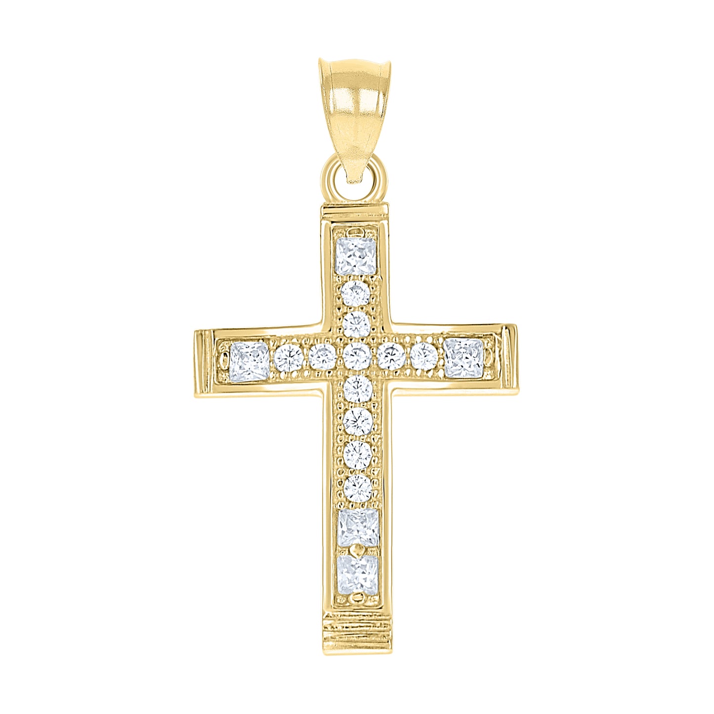 10kt Yellow Gold Womens Round Cubic Zirconia Cubic-Zirconia Cross Pendant