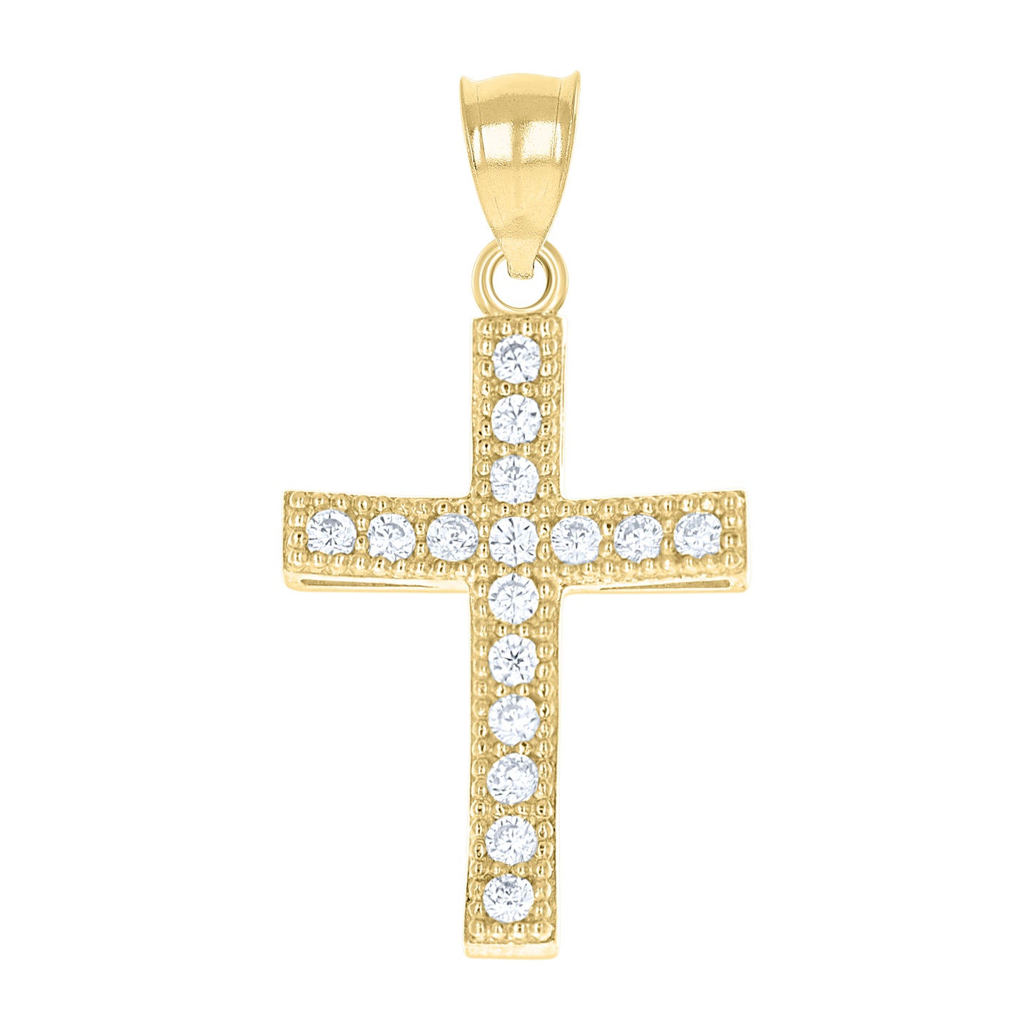10kt Gold Two-Tone Cubic-Zirconia Unisex Cross Religious Charm Pendant