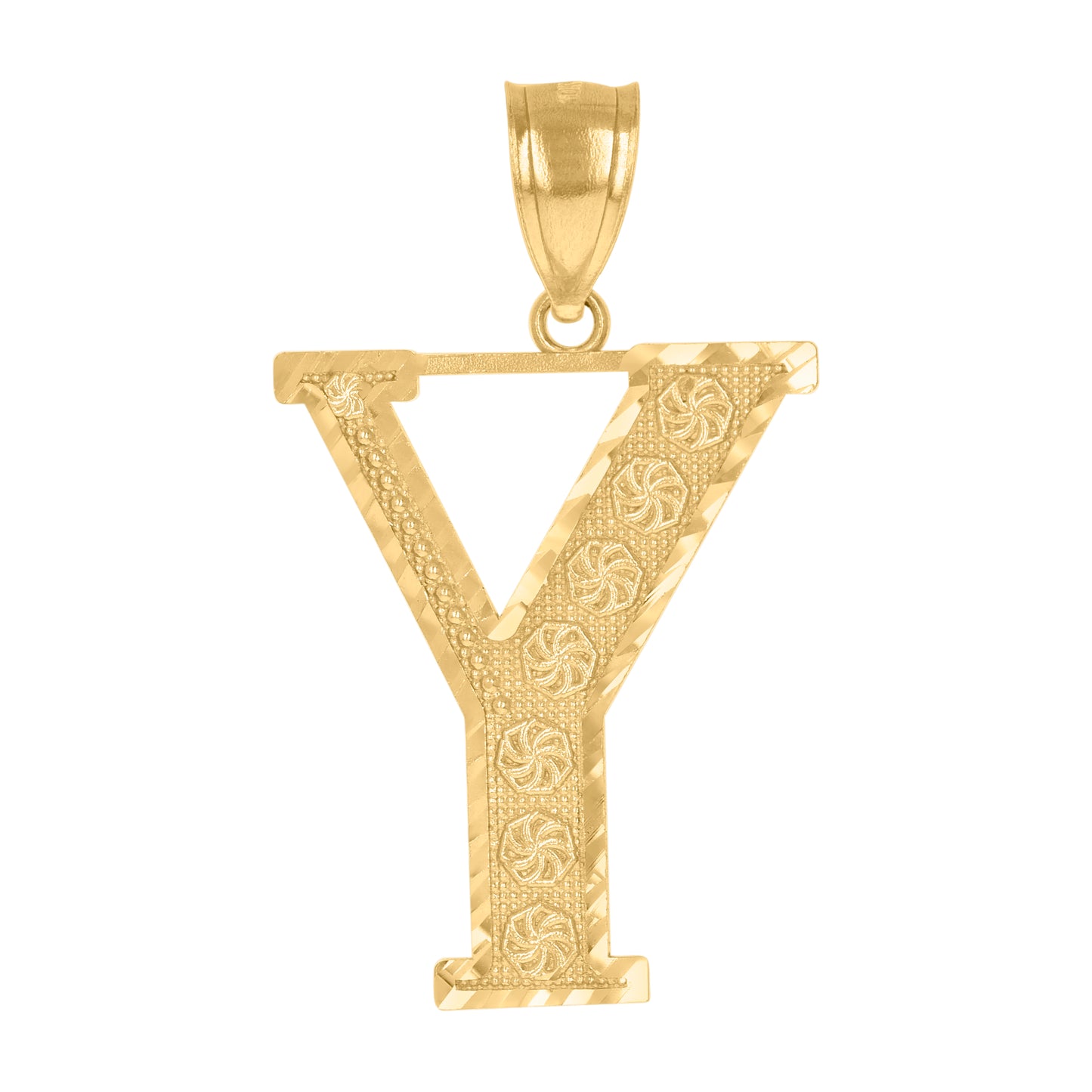 10k Yellow Gold Unisex Y Alphabet Initials Charm Pendant