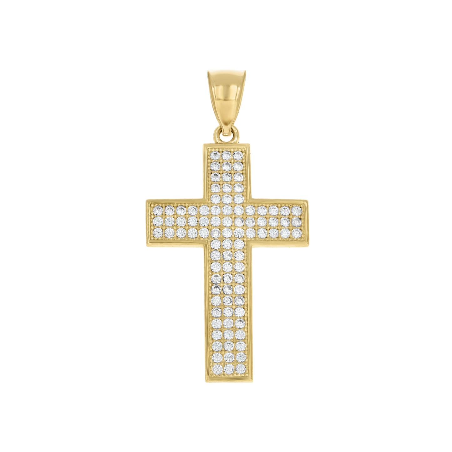 10kt Two-Tone Gold Unisex Cubic Zirconia Cubic-Zirconia Cross Religious Charm Pendant