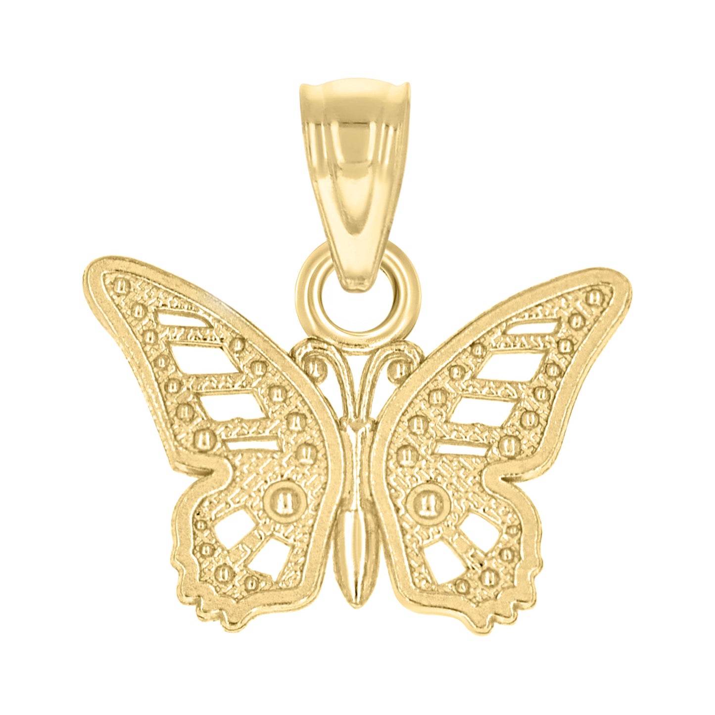 10k Yellow Gold Diamond Cut Womens Butterfly Animal Charm Pendant