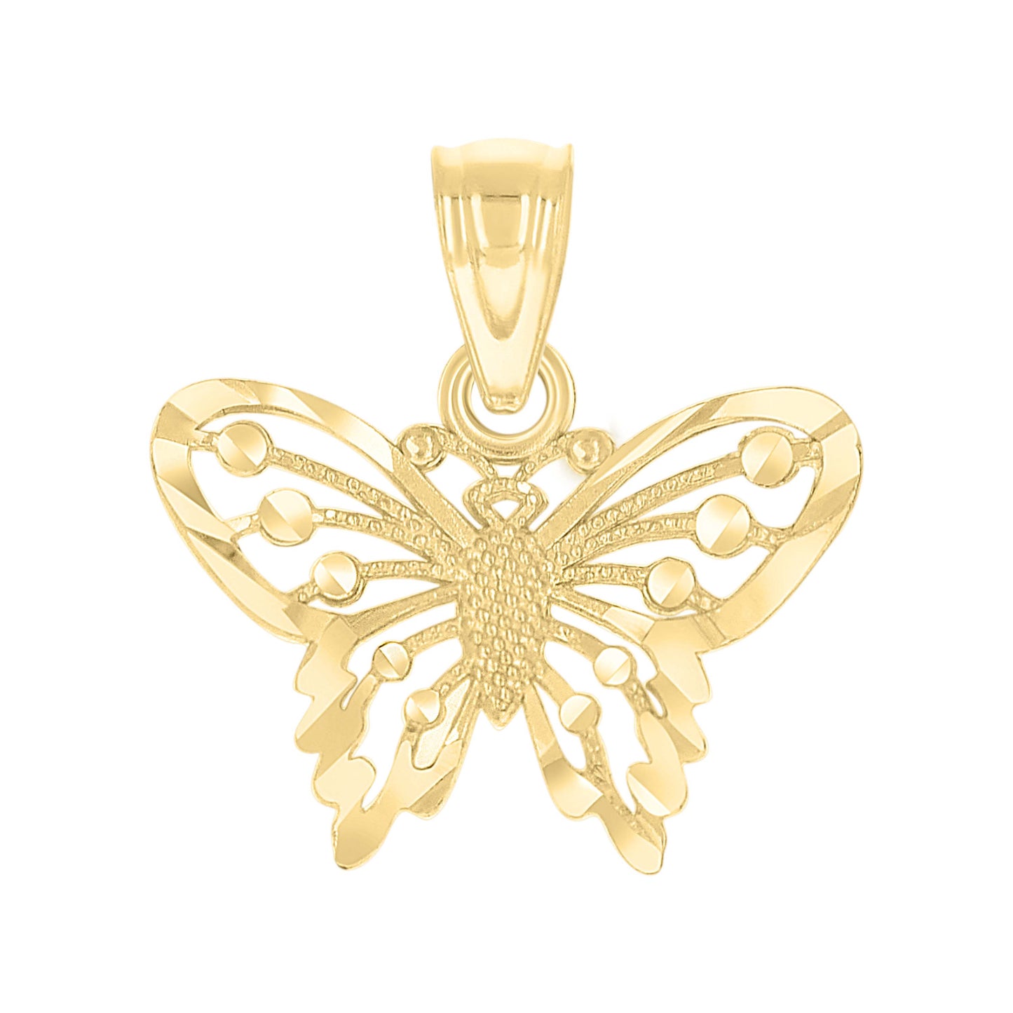 10k Yellow Gold Diamond Cut Womens Butterfly Animal Charm Pendant