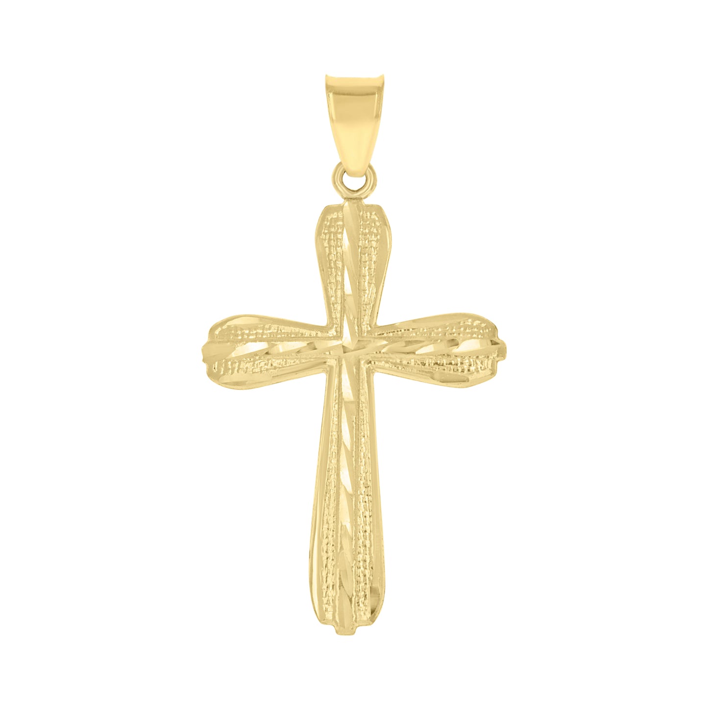 10kt Yellow Gold Diamond-Cut Mens Cross Religious Charm Pendant