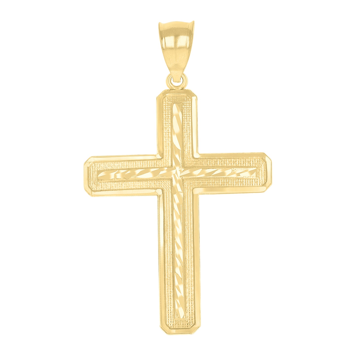 10kt Yellow Gold Mens Women Diamond-Cut Cross Religious Charm Pendant