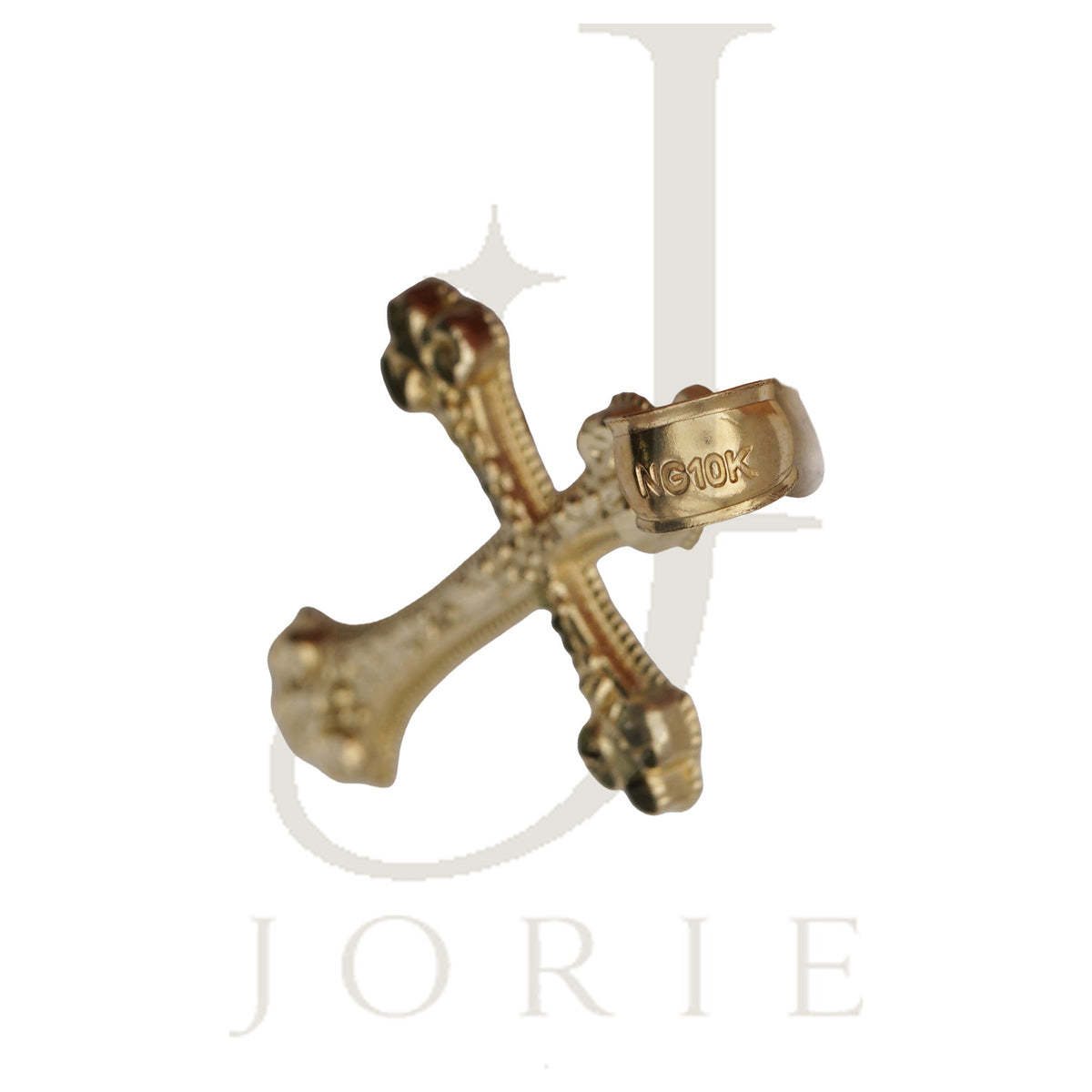 10k Yellow Gold Diamond-Cut Men Cross Religious Charm Pendant