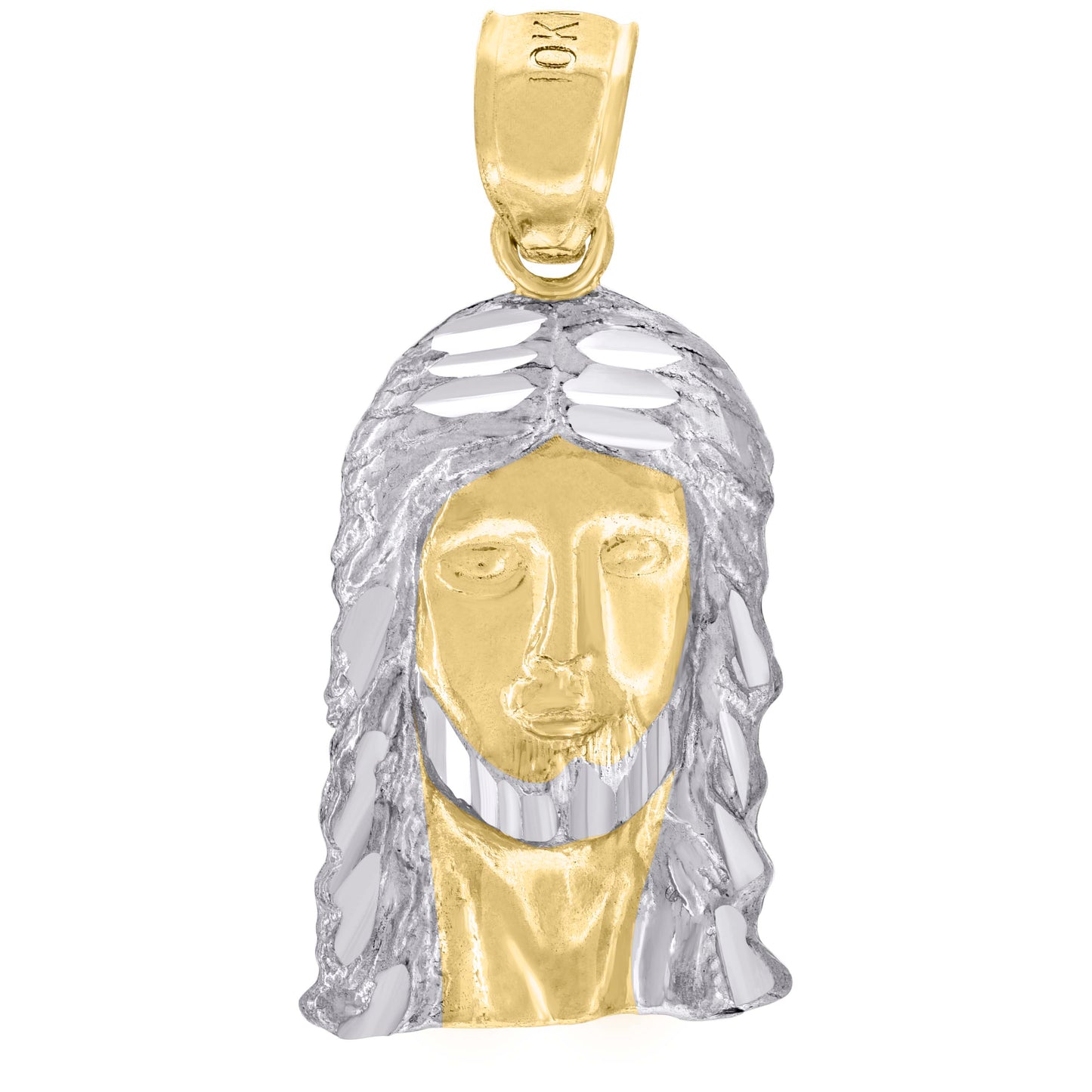 10kt Two-Tone Gold Mens Jesus Religious Charm Pendant