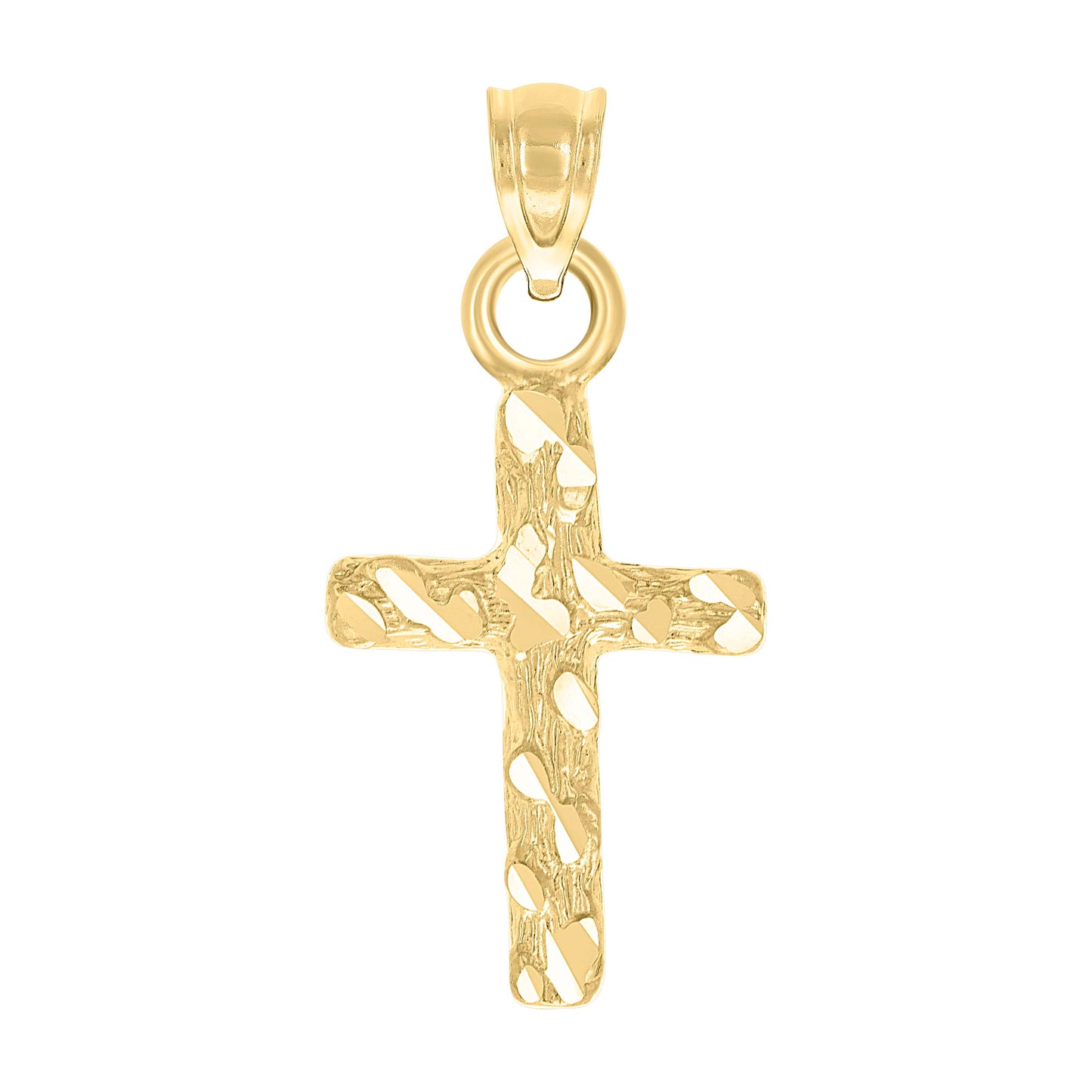 10kt Yellow Gold Unisex Diamond-Cut Nugget Latin Cross Religious Charm Pendant