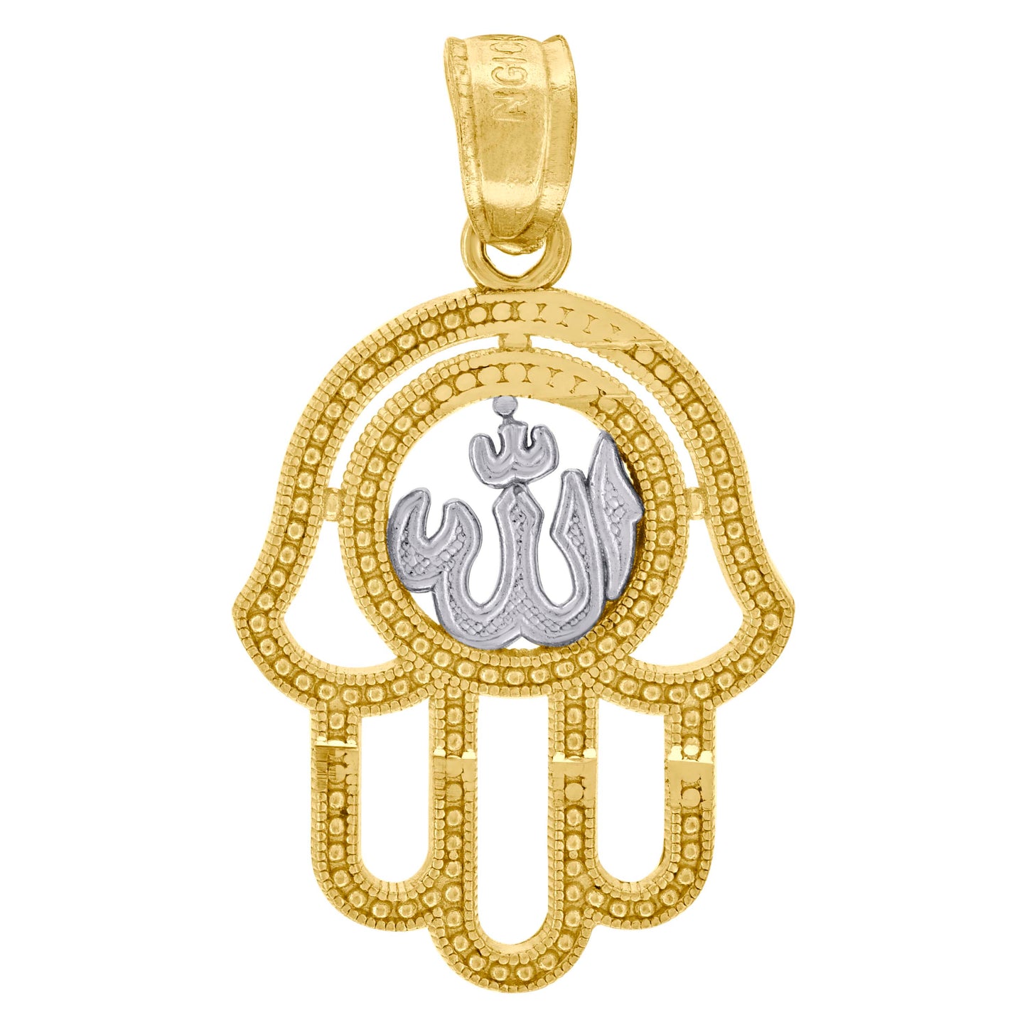 10kt Two-Tone Gold Mens Women Textured Religious Charm Pendant