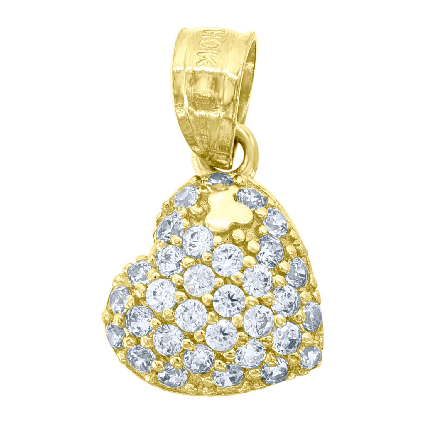 10k Yellow Gold Womens Cubic Zirconia Heart Charm Pendant