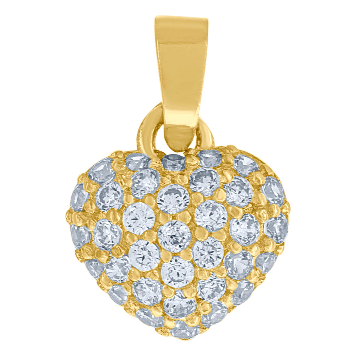 10k Yellow Gold Cubic Zirconia Womens Heart Charm Pendant