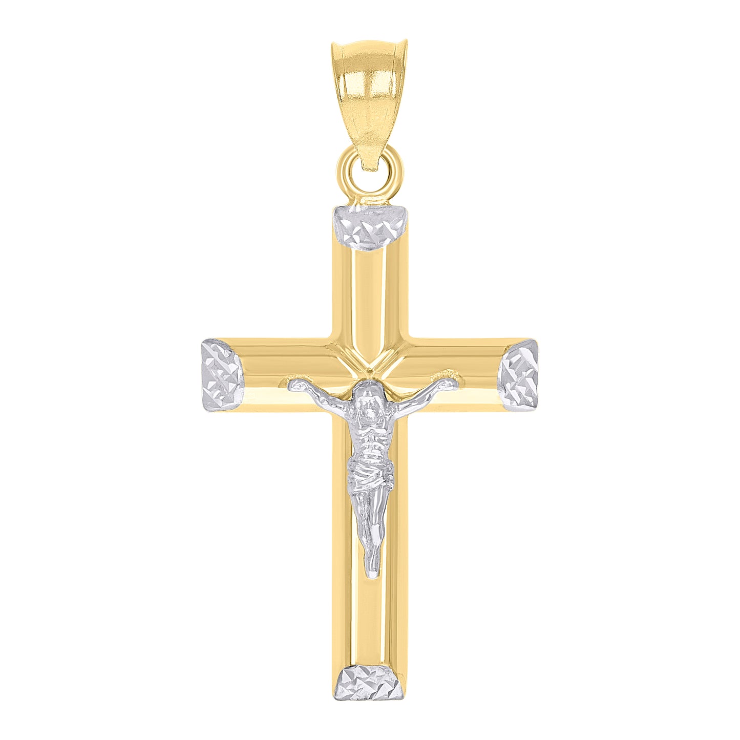 10kt Gold Two-Tone Mens Cross Crucifix Religious Charm Pendant