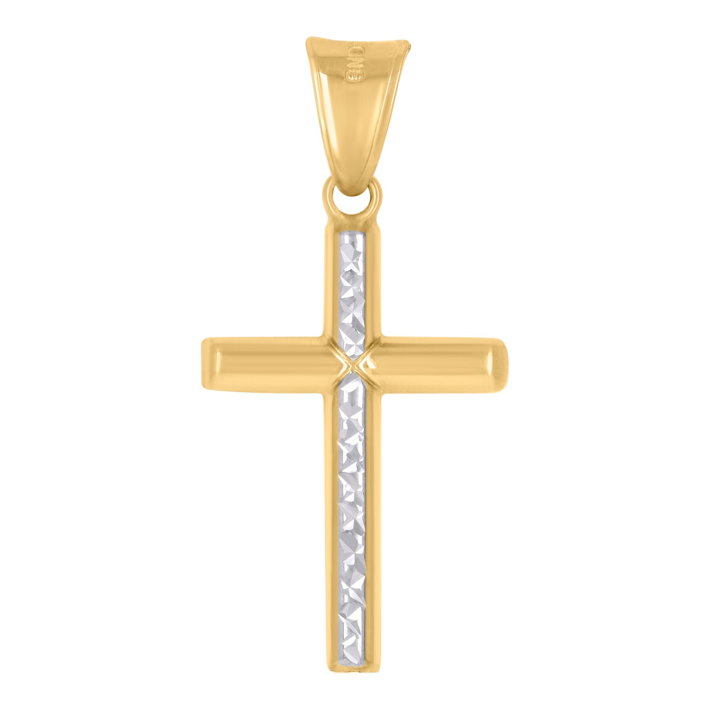 10kt Two-Tone Gold Unisex Textured Cross Religious Charm Pendant
