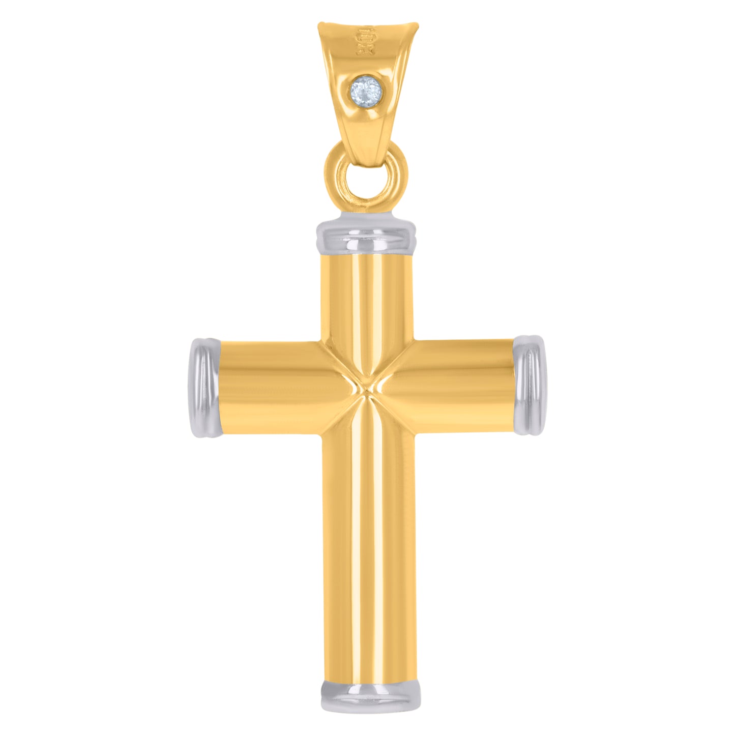 10kt Two-Tone Gold Unisex Cross Religious Charm Pendant