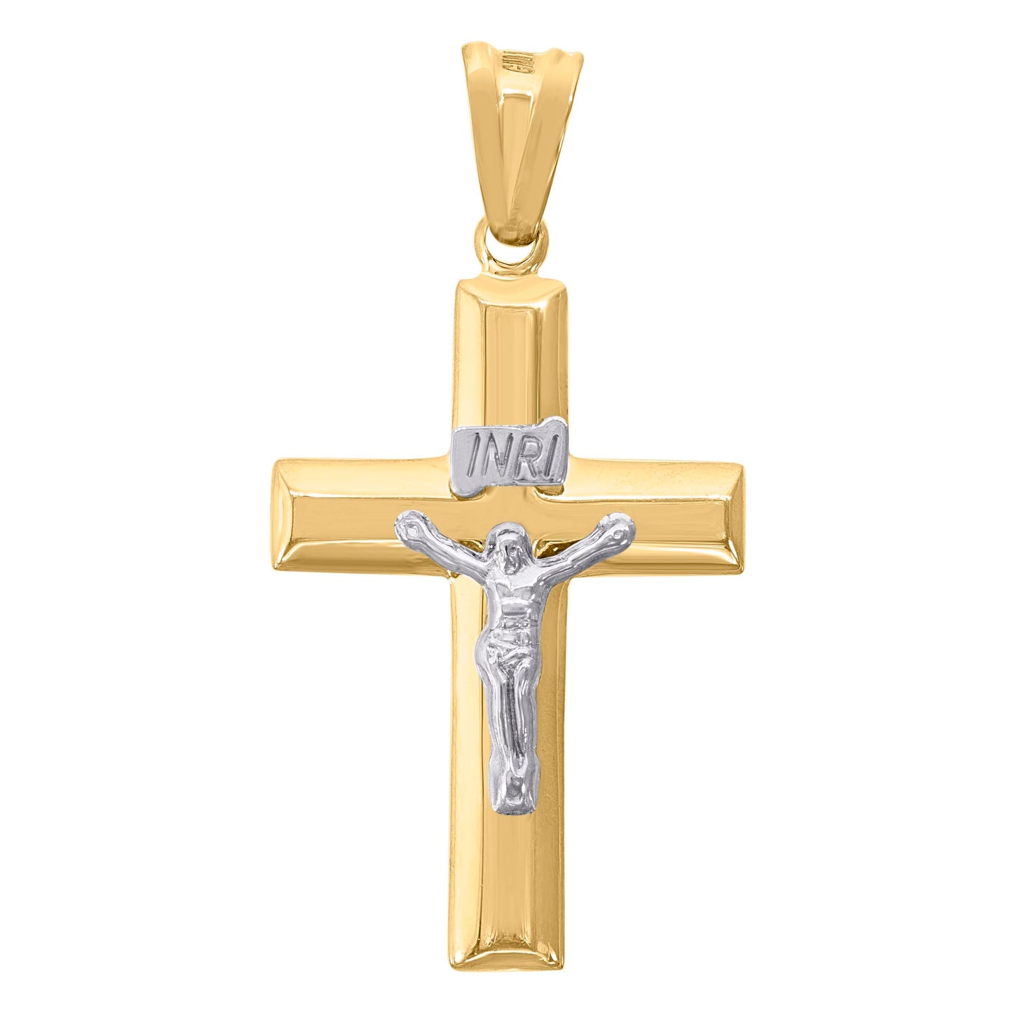 10kt Gold Two-Tone Mens Cross Crucifix Religious Charm Pendant