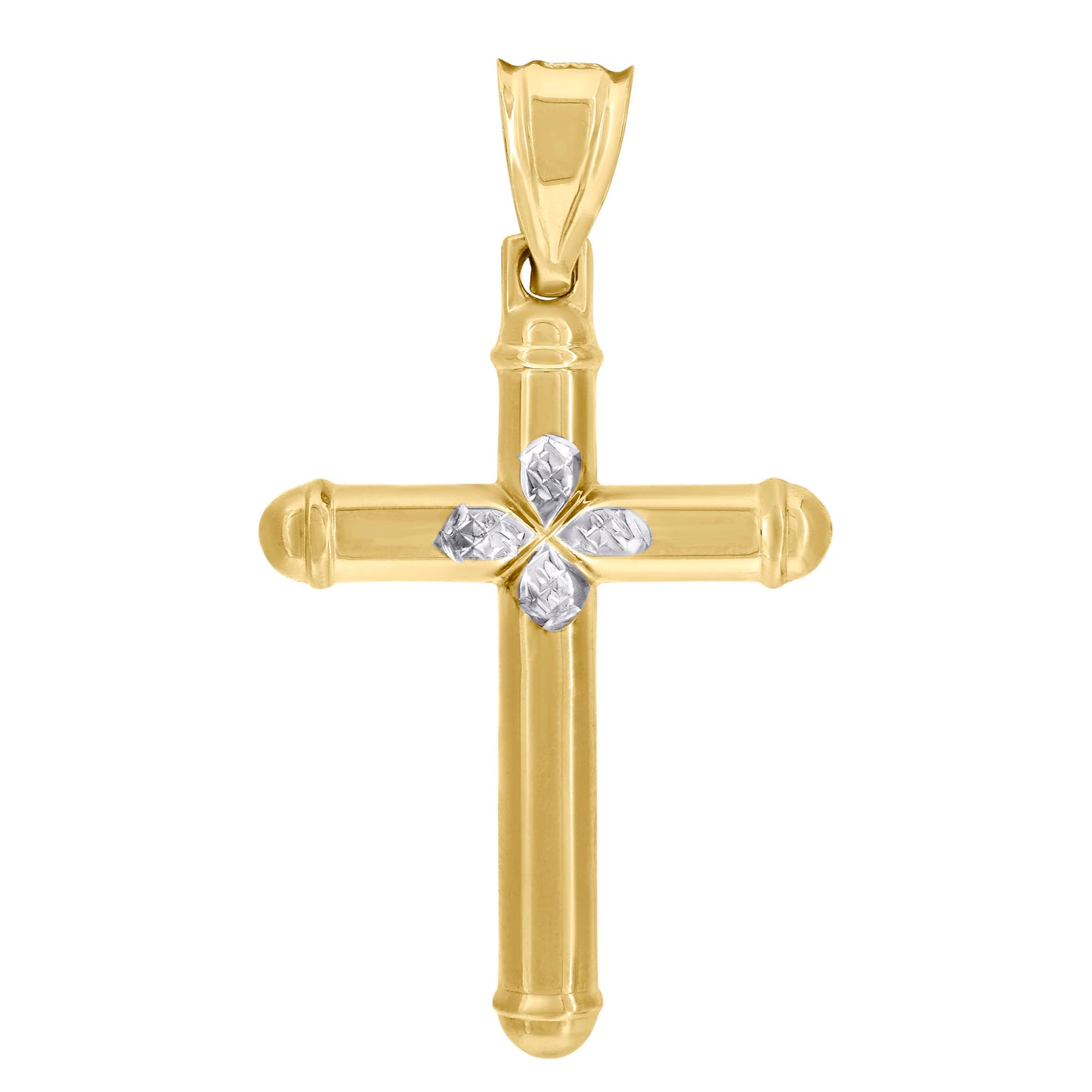 10kt Two-Tone Gold Unisex Cross Religious Charm Pendant
