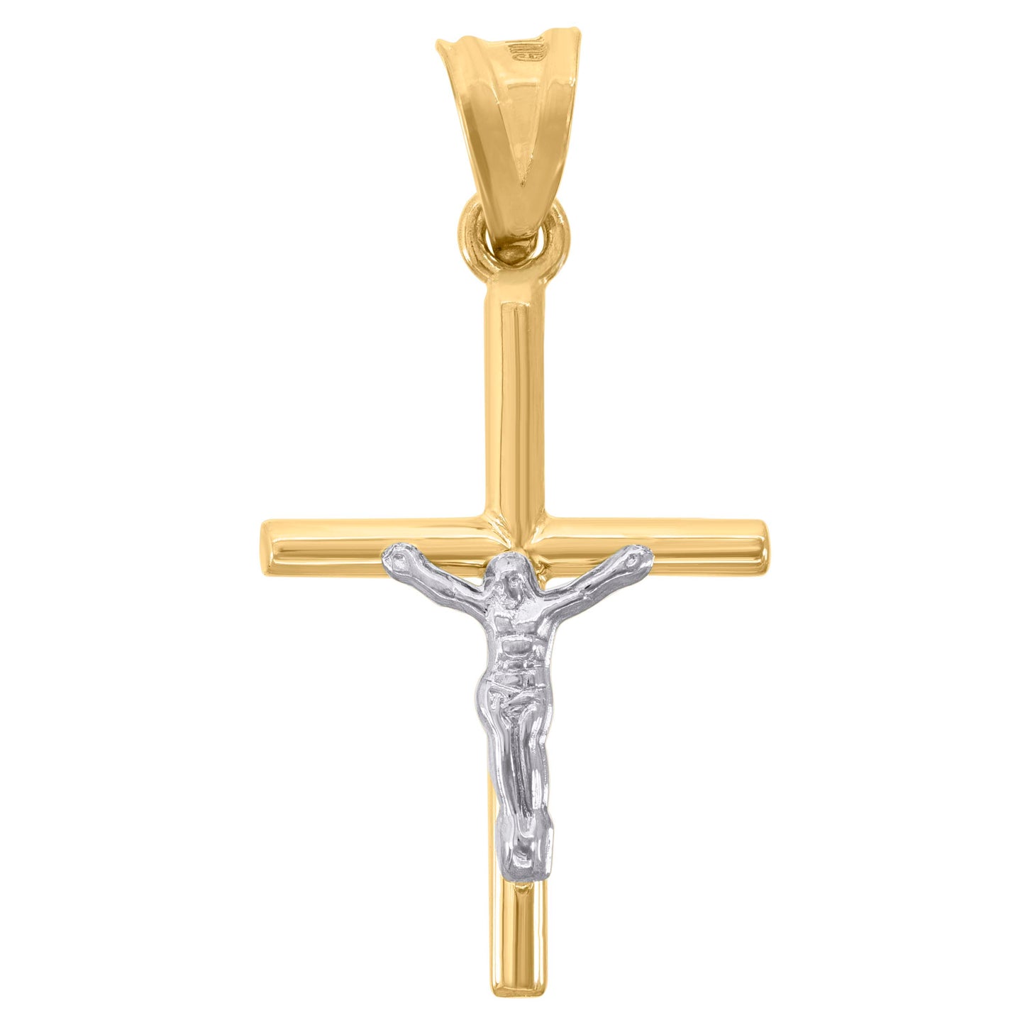 10kt Gold Two-Tone Mens Cross Crucifix Religious Charm Pendant