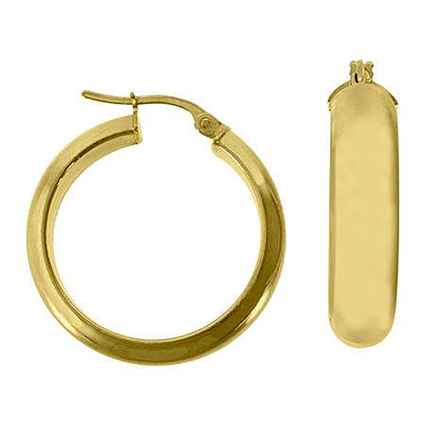 10k Yellow Gold Womens Polished Ultra Light Half Round 6mm X 20mm Hoop Earrings