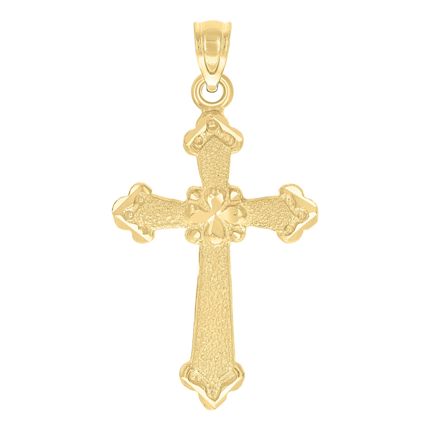 10kt Yellow Gold Unisex Nugget Cross Religious Charm Pendant