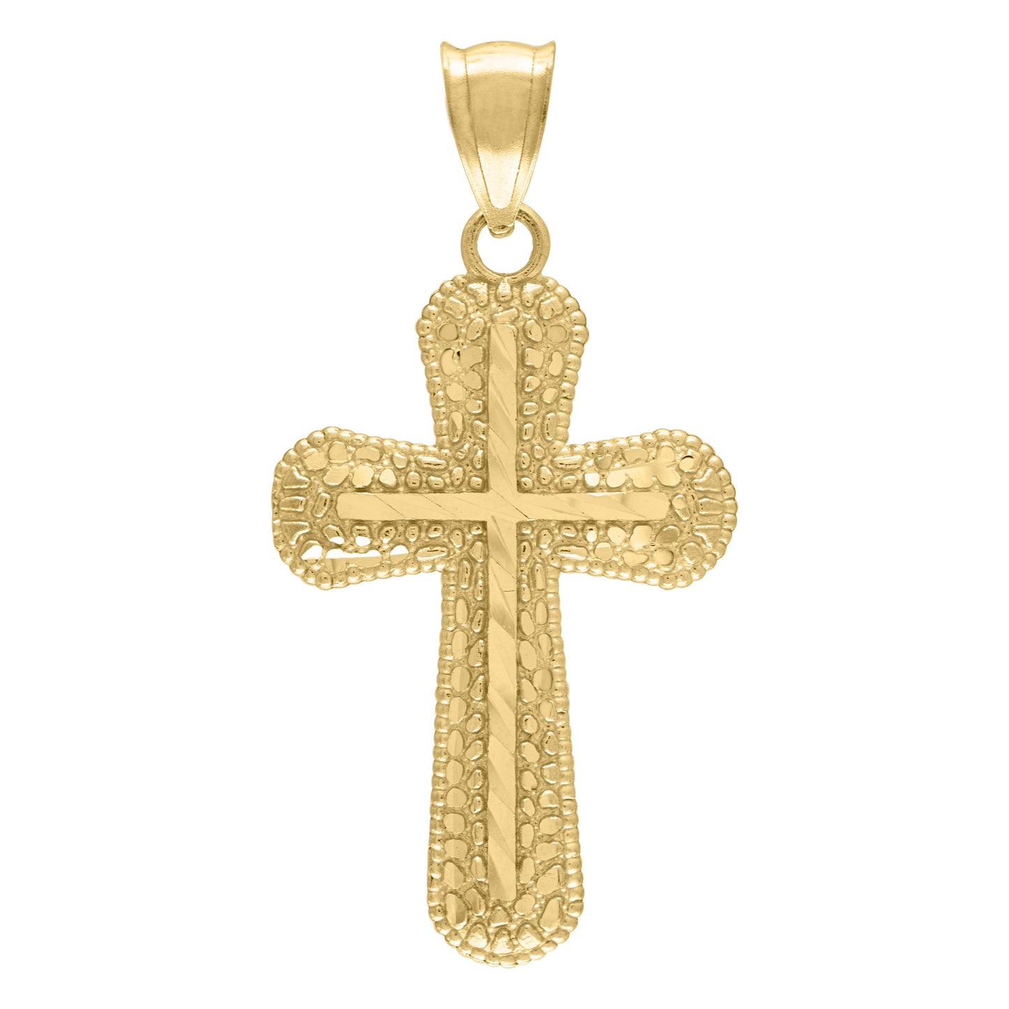 10kt Yellow Gold Mens Cross Religious Charm Pendant