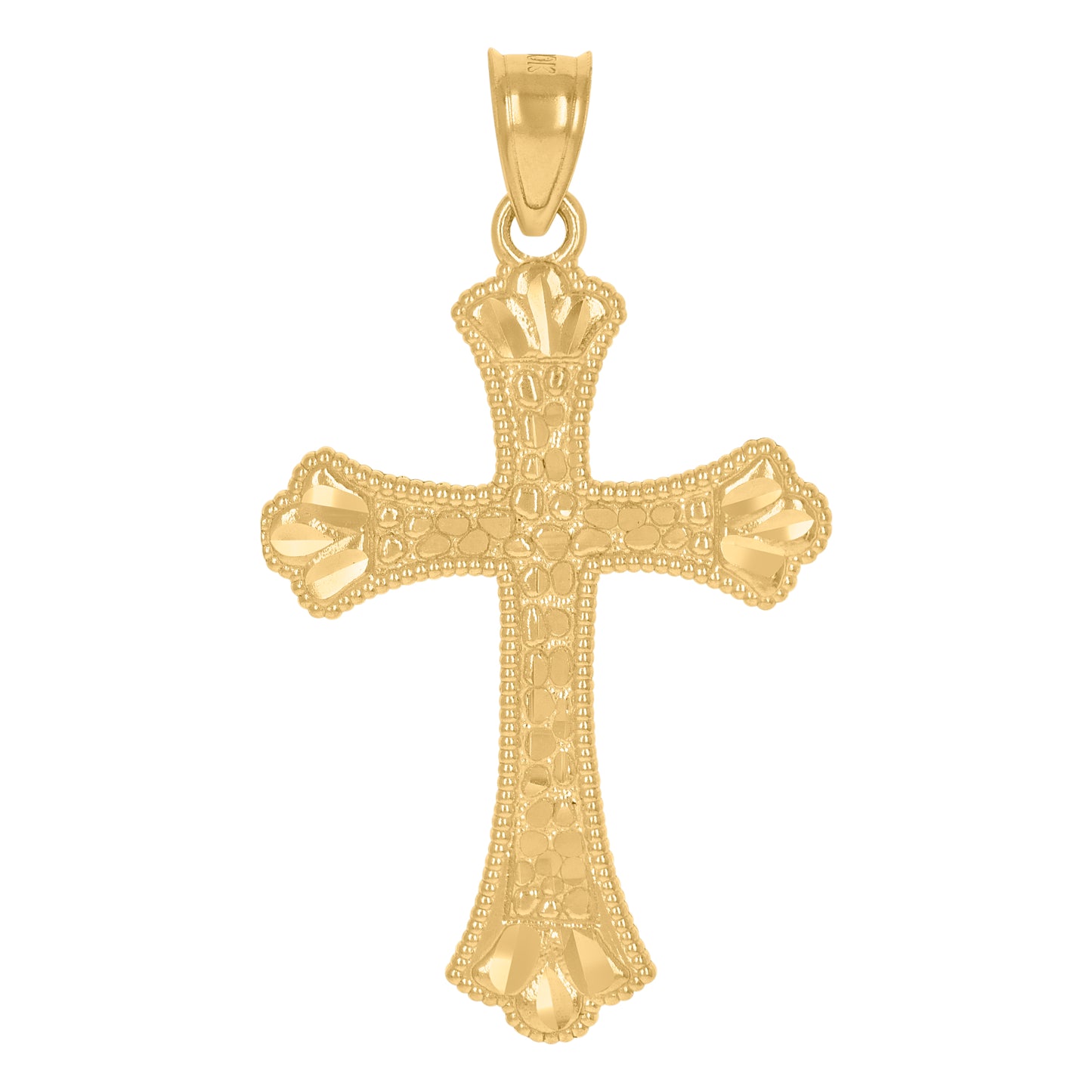 10kt Yellow Gold Mens Cross Religious Charm Pendant