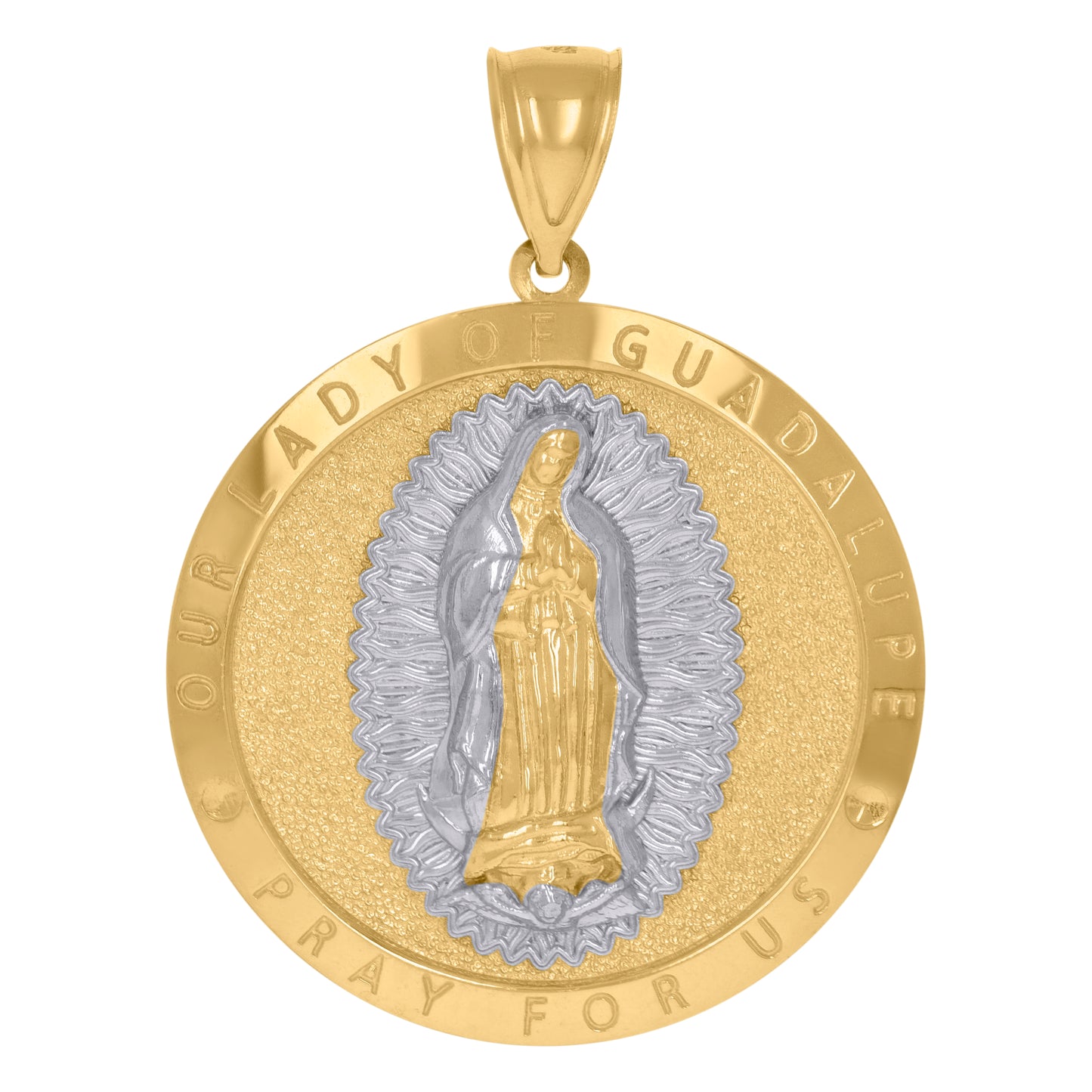 10kt Two-Tone Gold Mens Lady Of Guadalupe Pray For Us Religious Charm Pendant