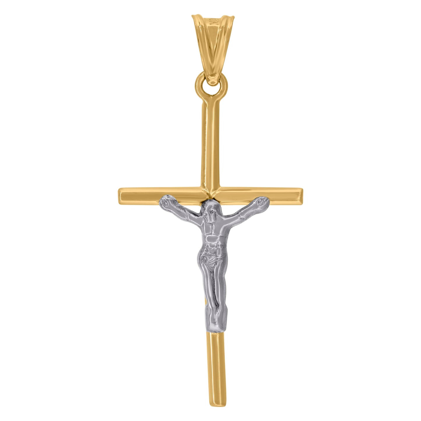 10kt Two-Tone Gold Unisex Crucifix Cross Religious Charm Pendant