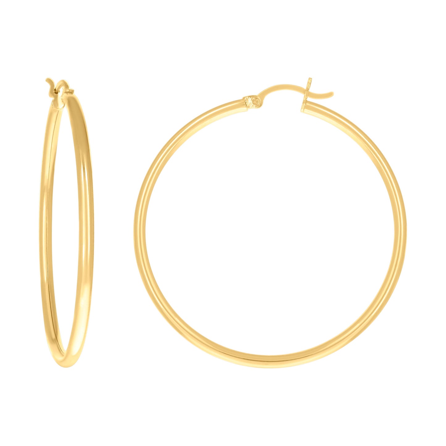10k Yellow Gold Womens Ultra Light Round Tube 2mmx37mm Hinged Hoops Huggies