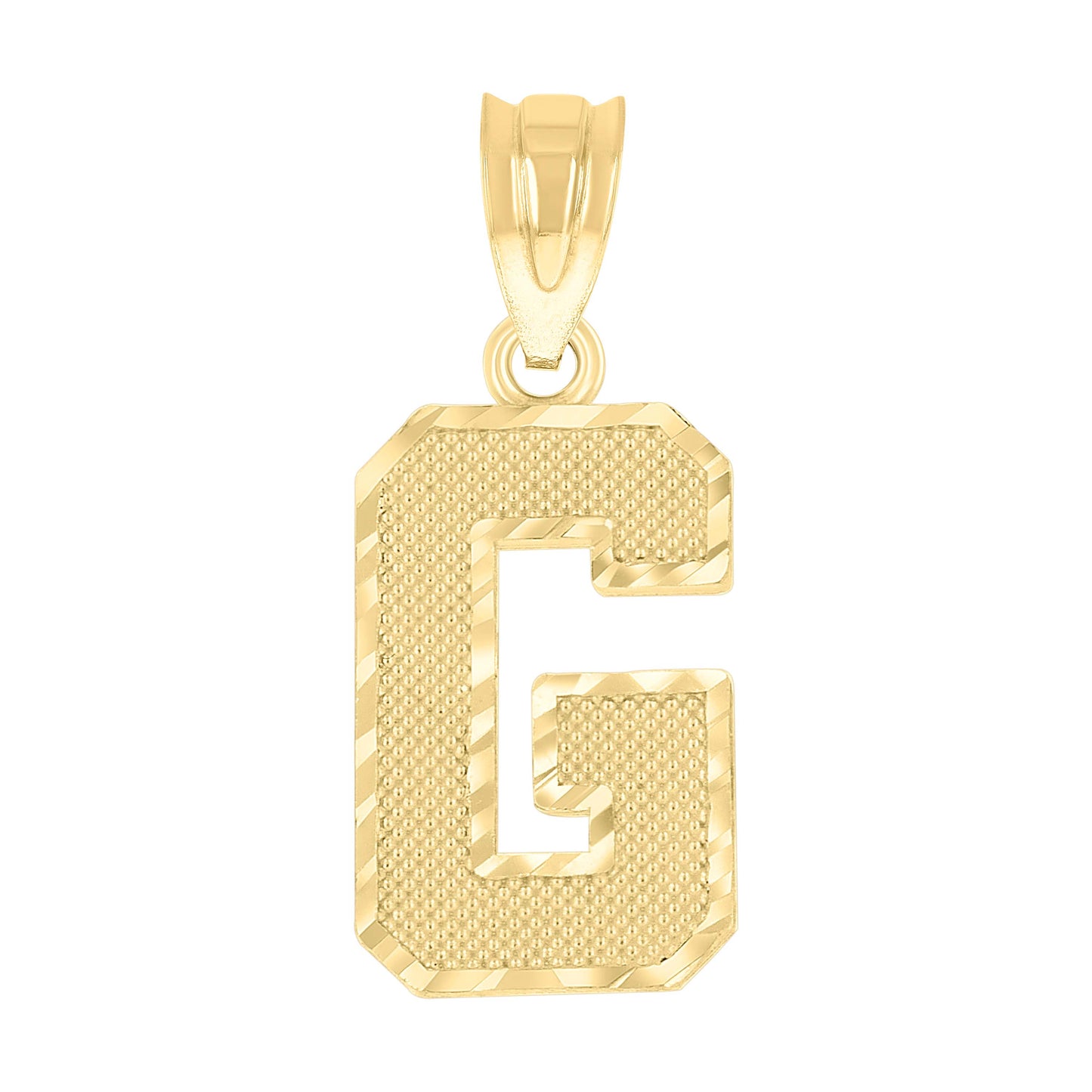 10k Yellow Gold Unisex Textured Initial Letter G Charm Pendant